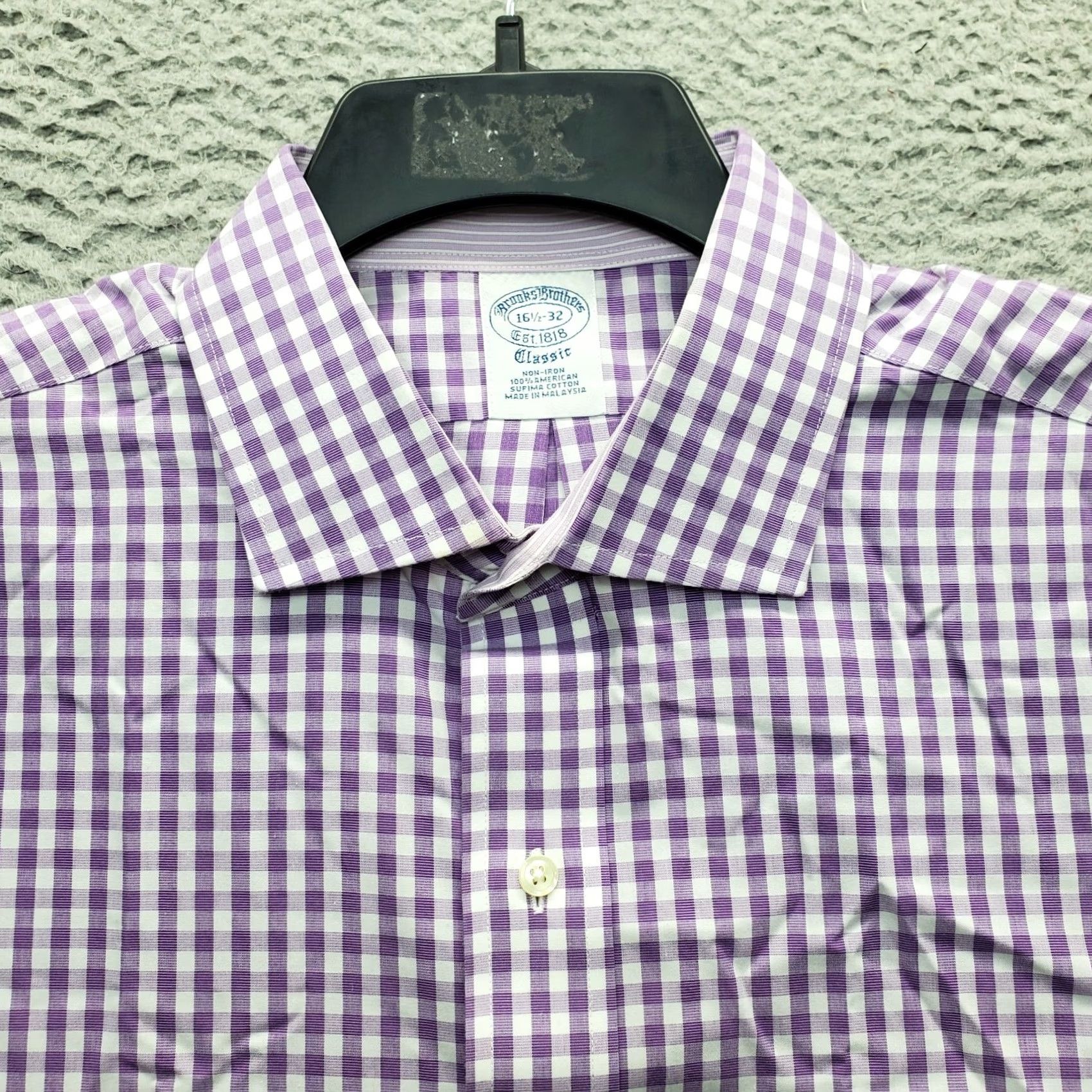 Brooks Brothers Brooks Brothers Dress Shirt Mens 16.5 Multicolor Gingham Check Non-Iron EUC Size 46R - 7 Thumbnail