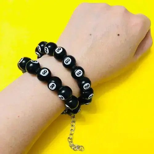 Japanese Brand Number 8 Black balls snooker Billiards Round Beads Choker Size ONE SIZE - 3 Thumbnail