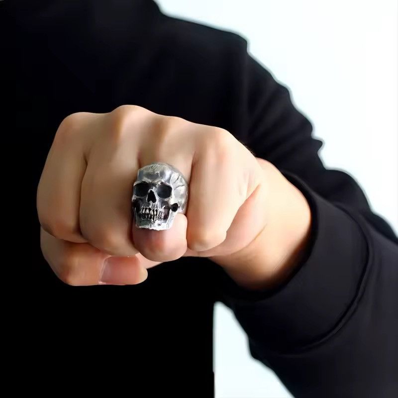 Jewelry Gothic Punk Skeleton Skull Stainless Steel Ring Size ONE SIZE - 1 Thumbnail
