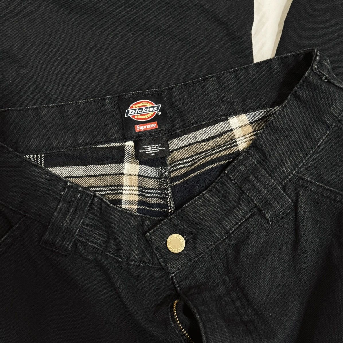 Supreme Dickies Flannel Lined Cargo Pants Black 30
