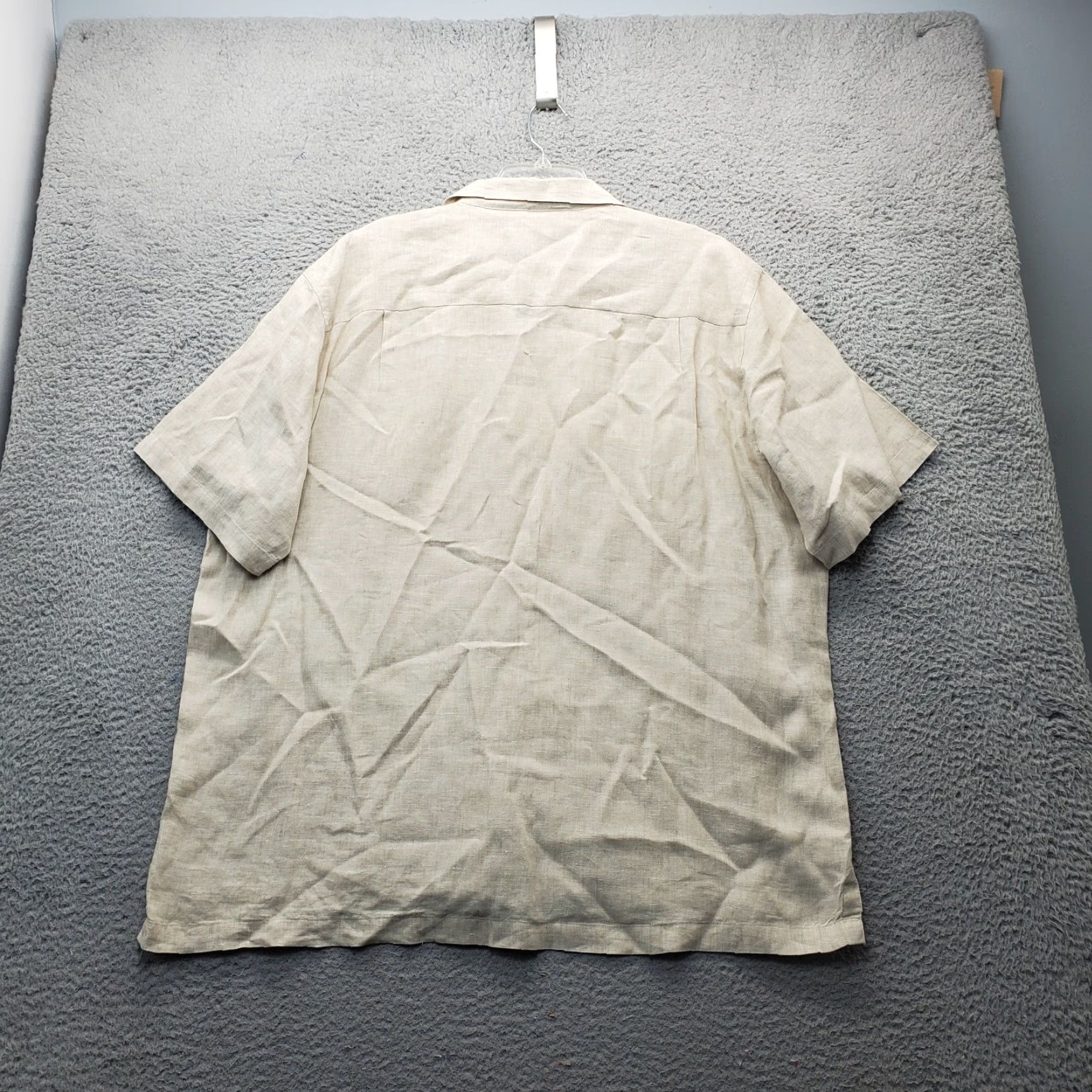 Vintage Paul Fredrick Shirt Mens XL Multi Button-Up Chest Pockets Short Sleeve Slit Detail White Linen Solid 90s Outdoor Mens Size US XL / EU 56 / 4 - 2 Thumbnail