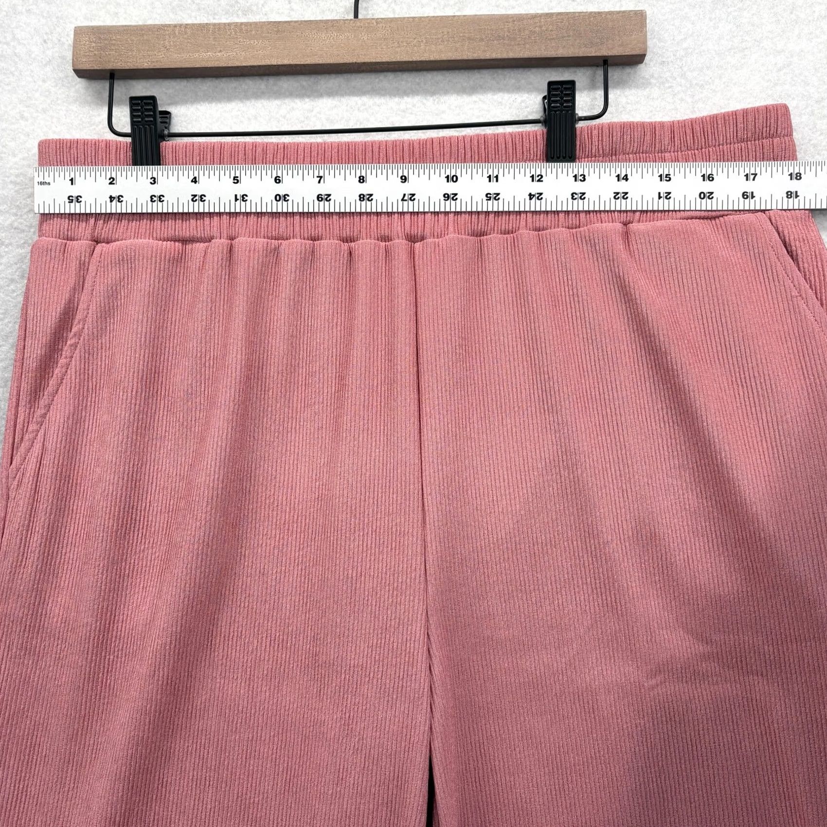 Vintage Christopher & Banks Ribbed Knit Crop Pants Womens Large Pink Elastic Wide Leg Shirt? Size 36" / US 14 / IT 50 - 7 Thumbnail
