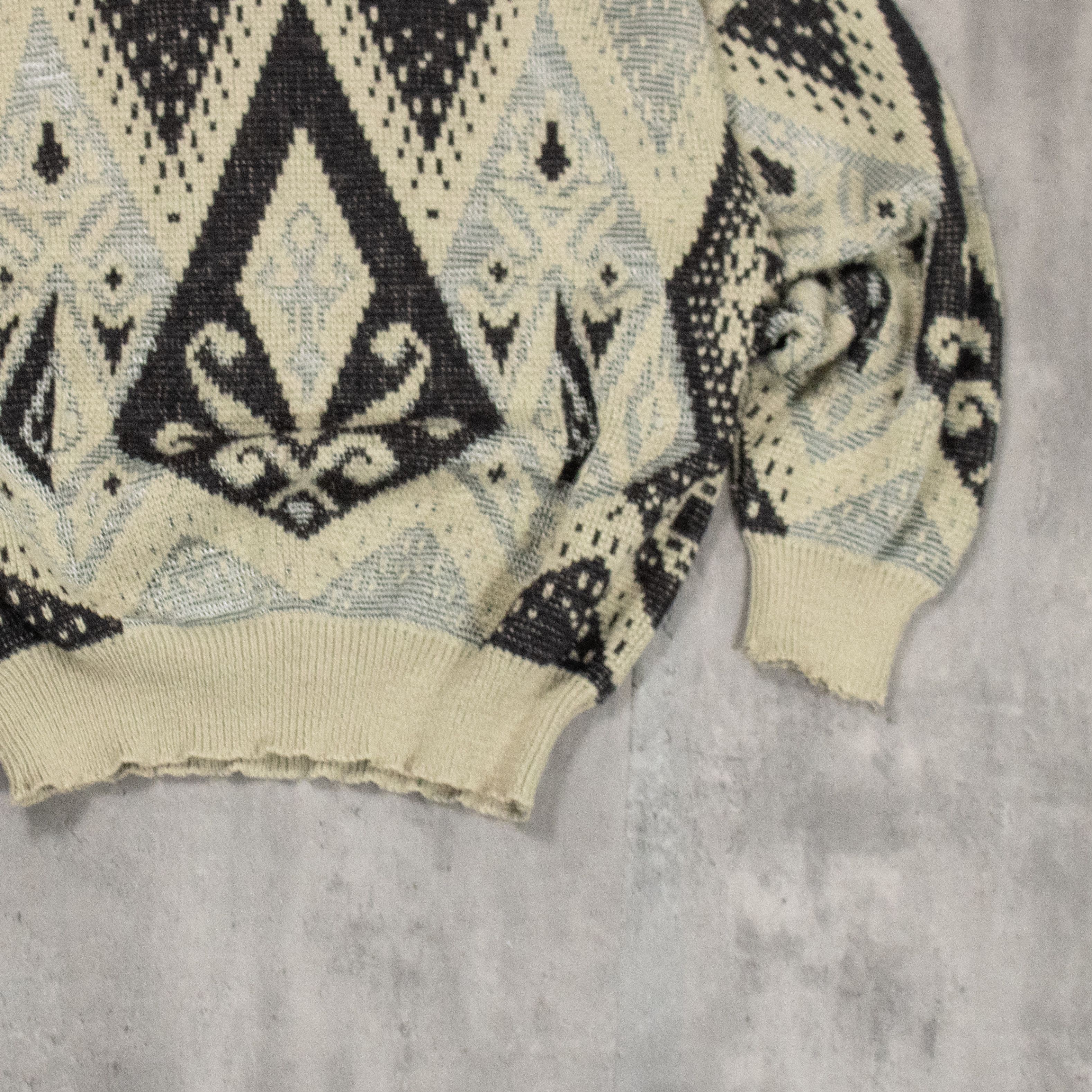 Japanese Brand VTG 90's Diamond Pattern Oversize Knitted Crewneck Sweater Size US L / EU 52-54 / 3 - 3 Thumbnail