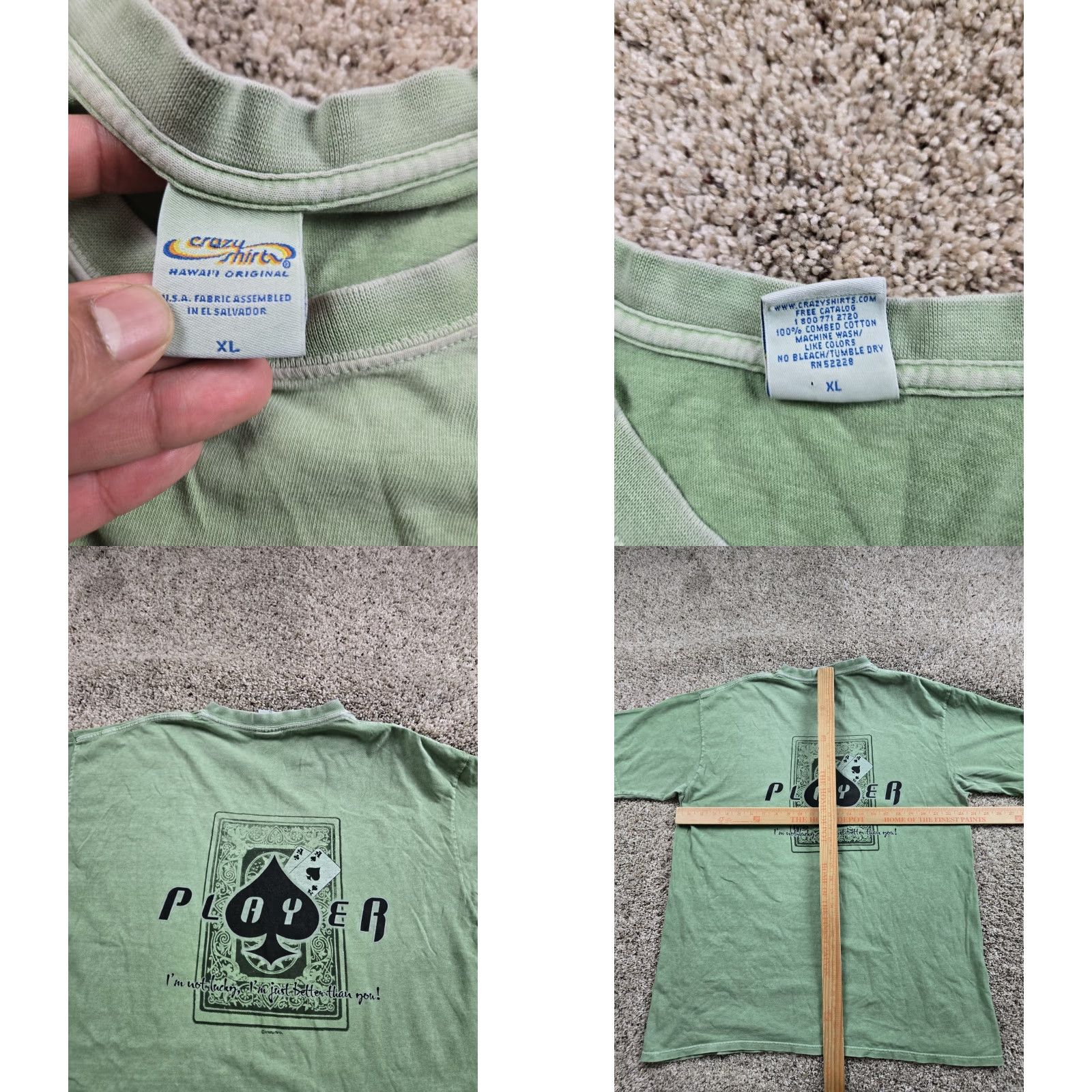 Vintage VINTAGE Crazy Shirts Shirt XL Men Green T-Shirt 2000s Poker Logo Graphic Print Short Sleeve Vintage Size US XL / EU 56 / 4 - 8 Thumbnail