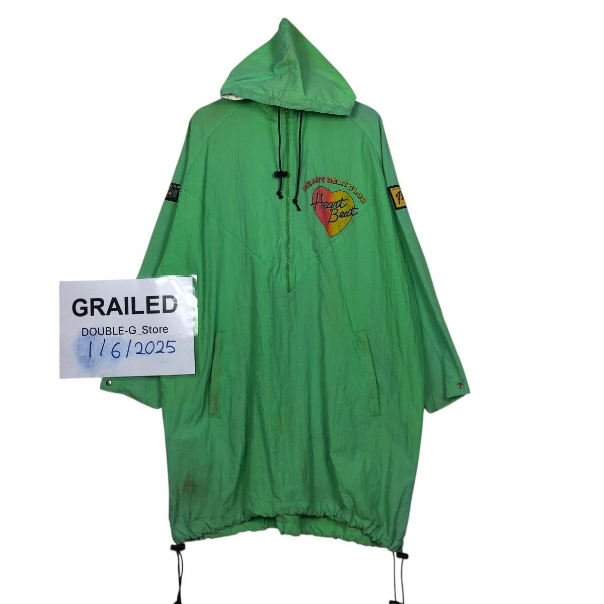 Japanese Brand 80s Heart Beat Club Neon Green Parka Vibration Surf Skate Size US M / EU 48-50 / 2 - 1 Thumbnail