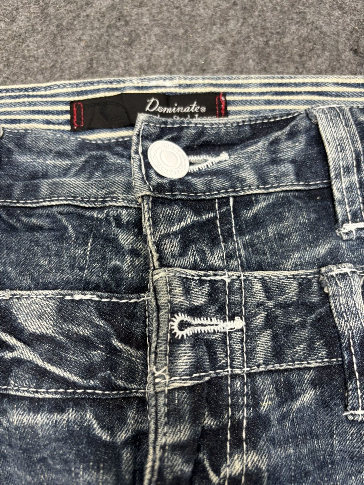 Japanese Brand 💥Double Waist💥Dominate Zipper Twisted Fades Denim F649 Size US 33 - 3 Thumbnail