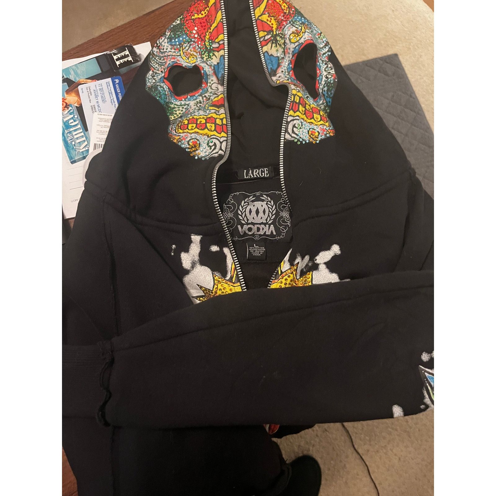 Other Vodka Black Skull Print Full Zip Hoodie Size US L / EU 52-54 / 3 - 8 Thumbnail