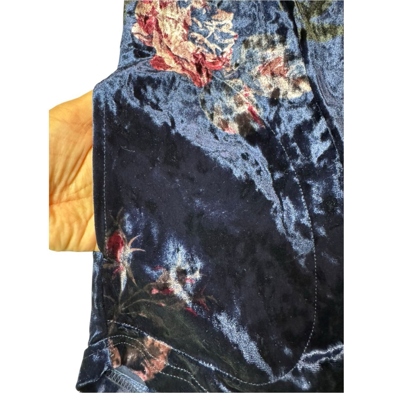 Other New Belle By Kim Gravel Crushed Velvet Blue Floral Button D Size M / US 6-8 / IT 42-44 - 6 Thumbnail