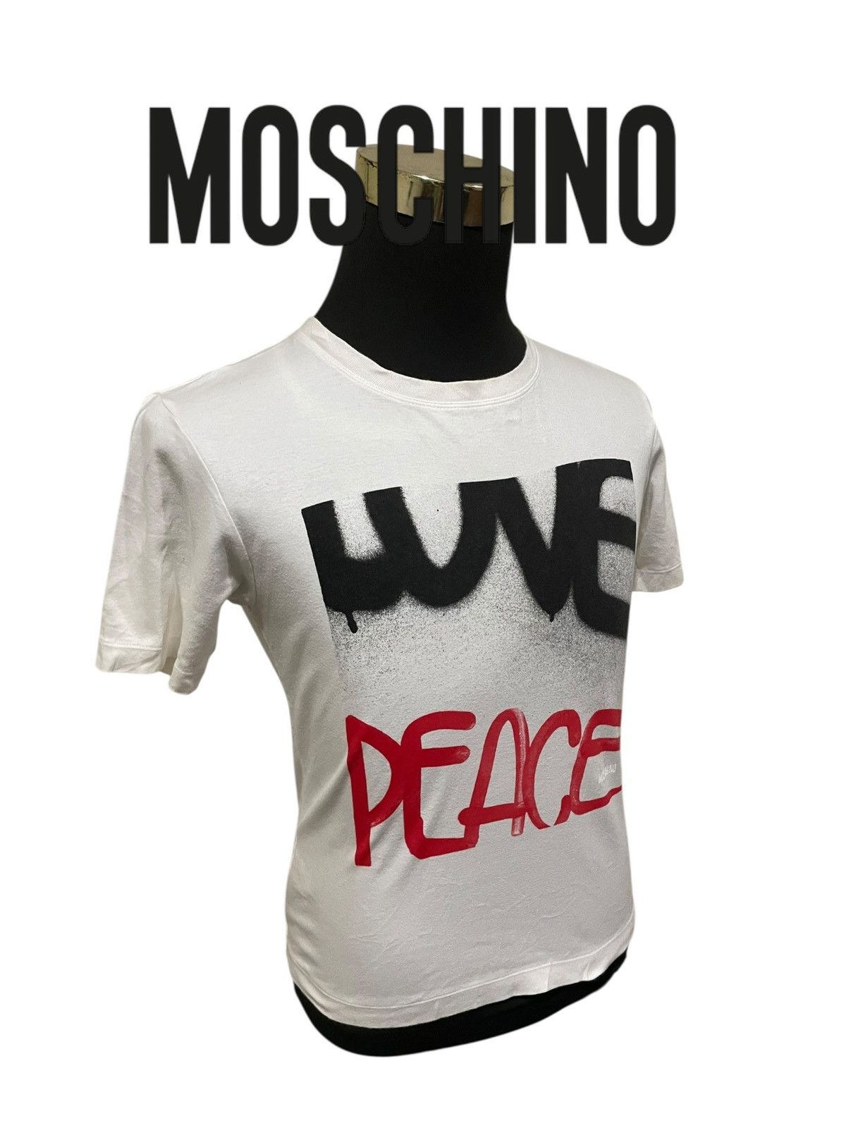 Moschino VTG Moshino AW2008 Bonds With Designers LOVE PEACE Sz S Tee Size S / US 4 / IT 40 - 3 Thumbnail