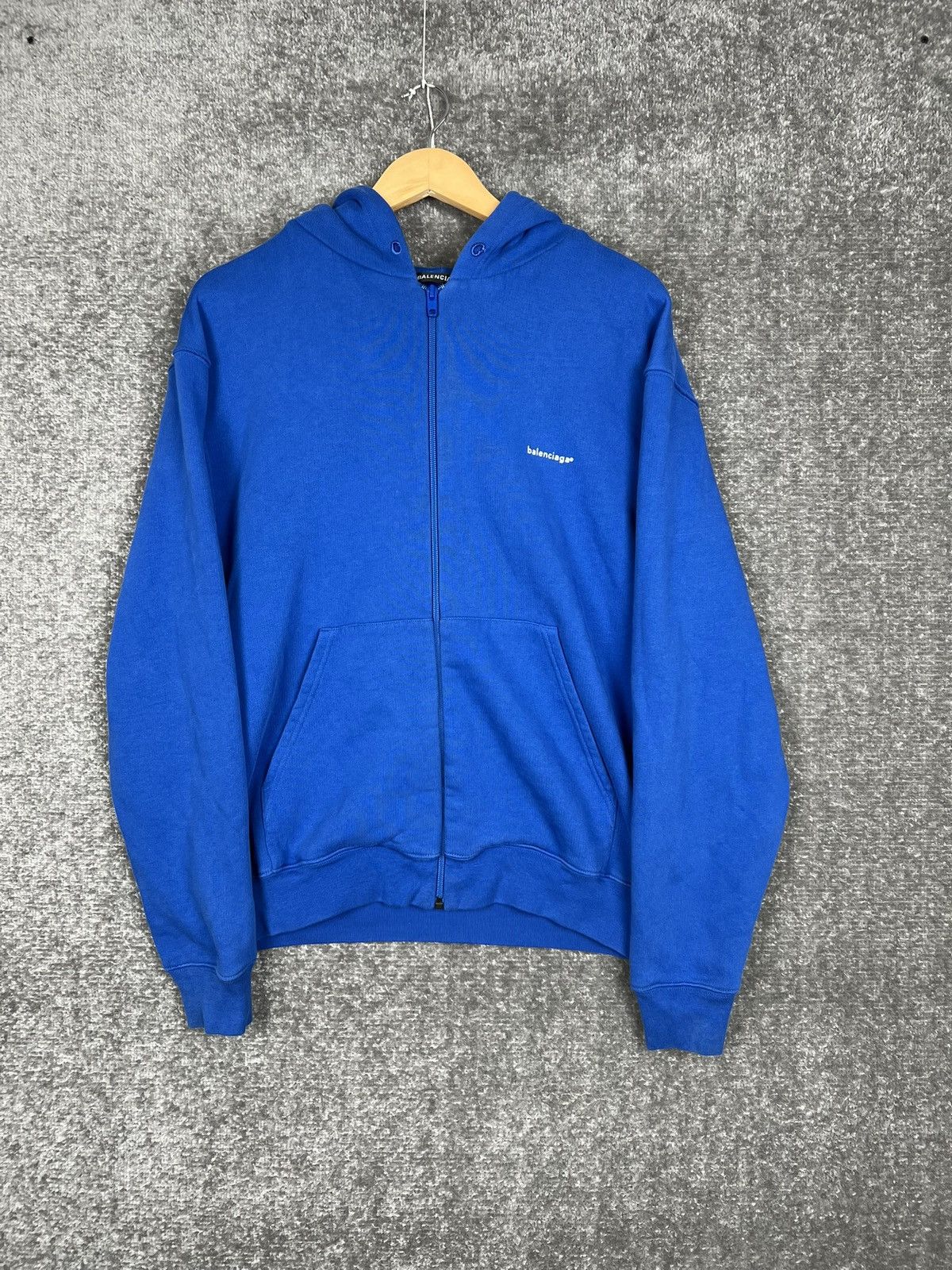Balenciaga Balenciaga Men’s Blue Zip Up Small Logo Hoodie Size US L / EU 52-54 / 3 - 1 Thumbnail