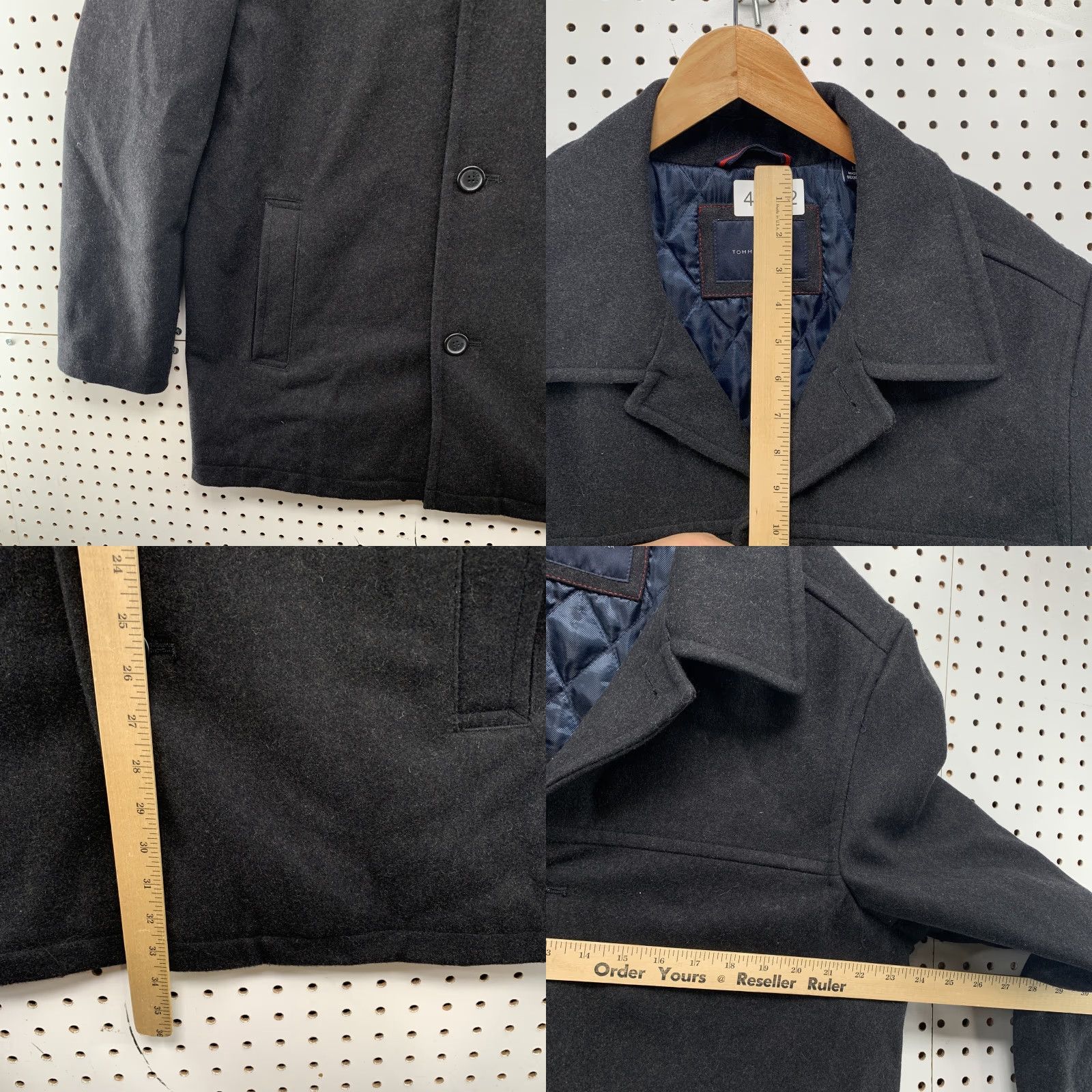 Tommy Hilfiger VINTAGE Tommy Hilfiger Wool Blend Pea Coat Black Mens Medium Button Business Casual Size US M / EU 48-50 / 2 - 8 Thumbnail