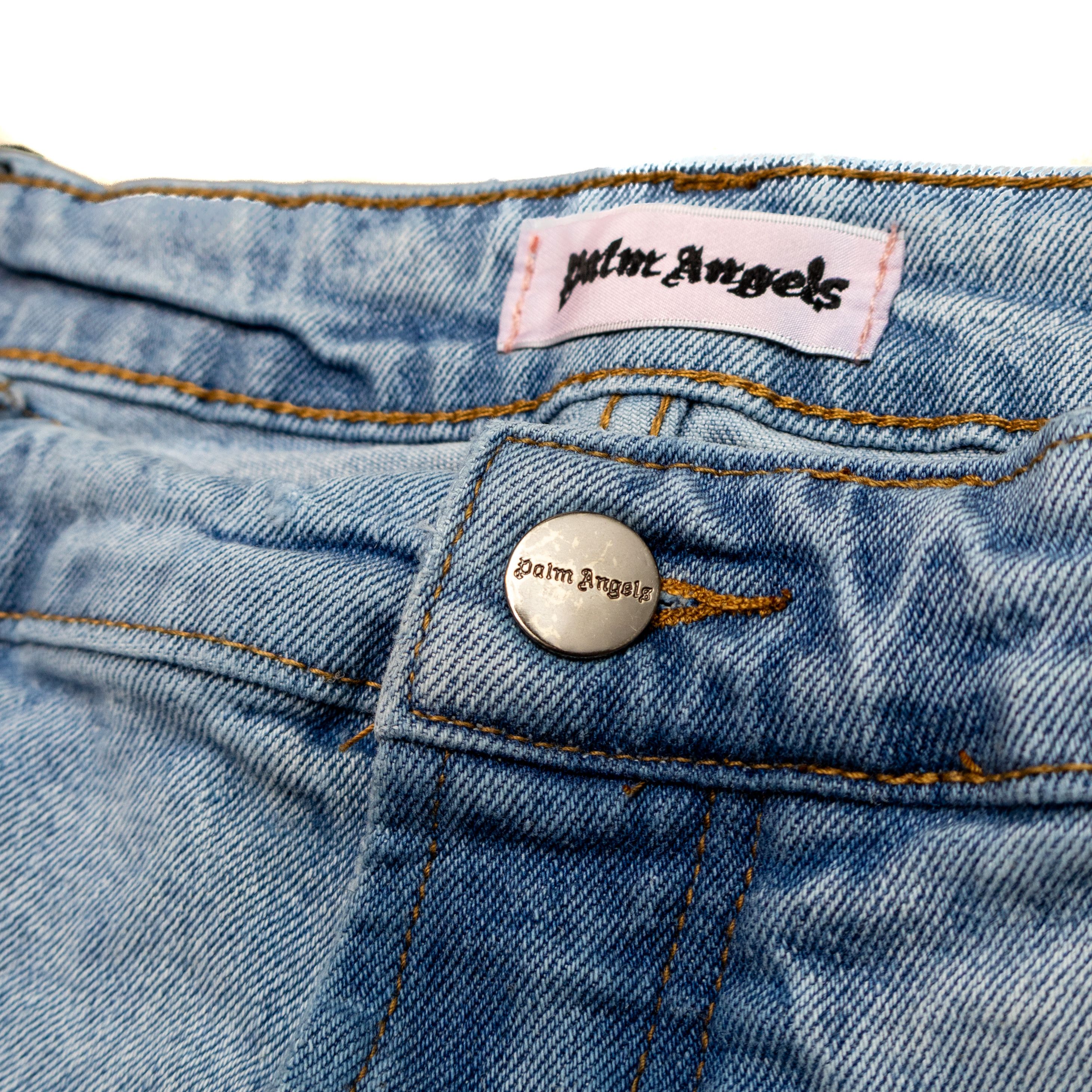 Palm Angels Palm Angels Light Wash Jeans – Gothic Logo Back – Size 38 Size US 38 / EU 54 - 5 Thumbnail