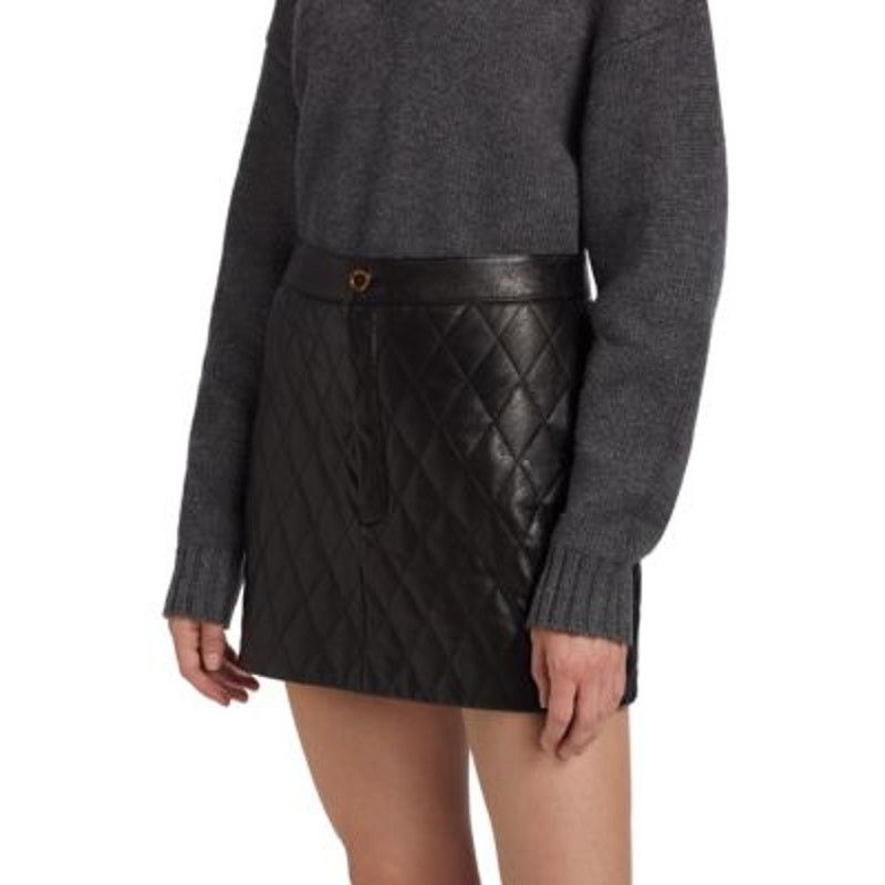 Frame FRAME Quilted Lamb Leather Miniskirt XL Size 32" / US 10 / IT 46 - 3 Thumbnail