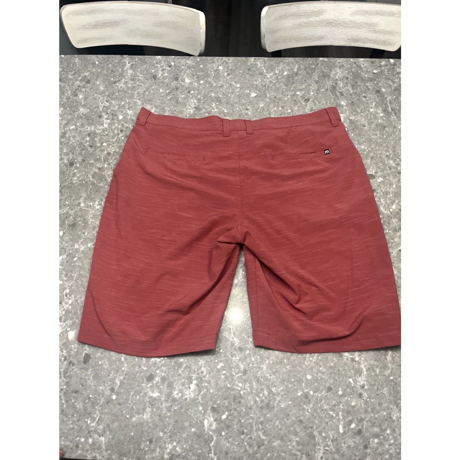 TravisMathew Travis Mathew Golf Shorts Mens 38 Red Chino 9" Inseam Lightweight Stretch Pockets Casual Travel Regular Front Flat Solid Size US 38 / EU 54 - 6 Thumbnail