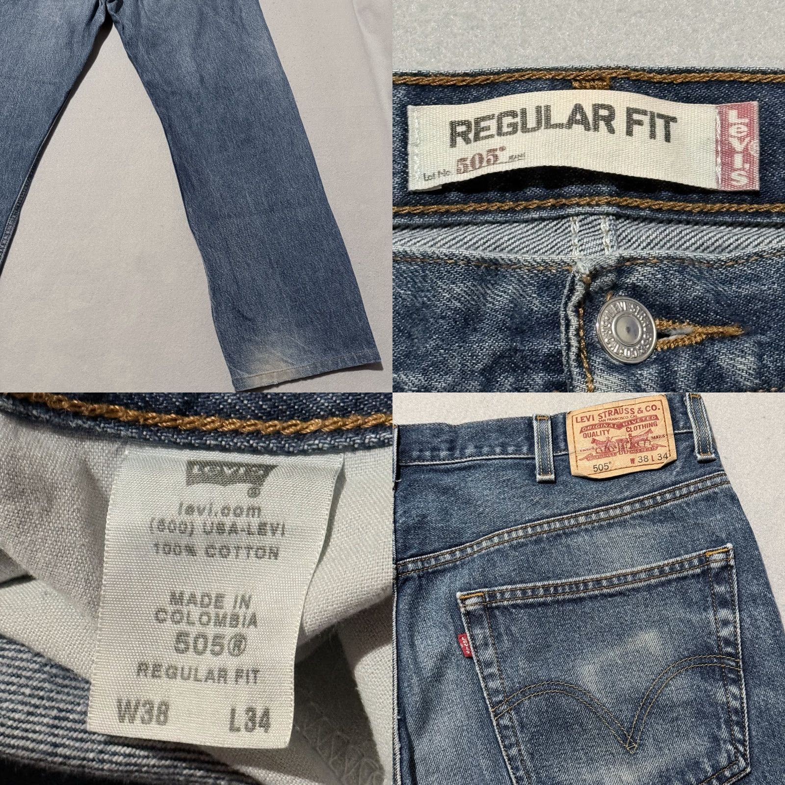 Levi's Levi's 505 Jeans Men Blue Denim Mid Rise Straight Pockets 38X34 Denim Jeans - 38X34 Size US 38 / EU 54 - 8 Thumbnail