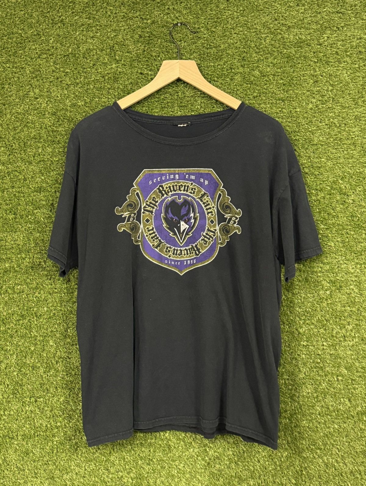 NFL RARE Vintage Baltimore Ravens Lair Gothic Logo Tee Large Size US L / EU 52-54 / 3 - 1 Thumbnail
