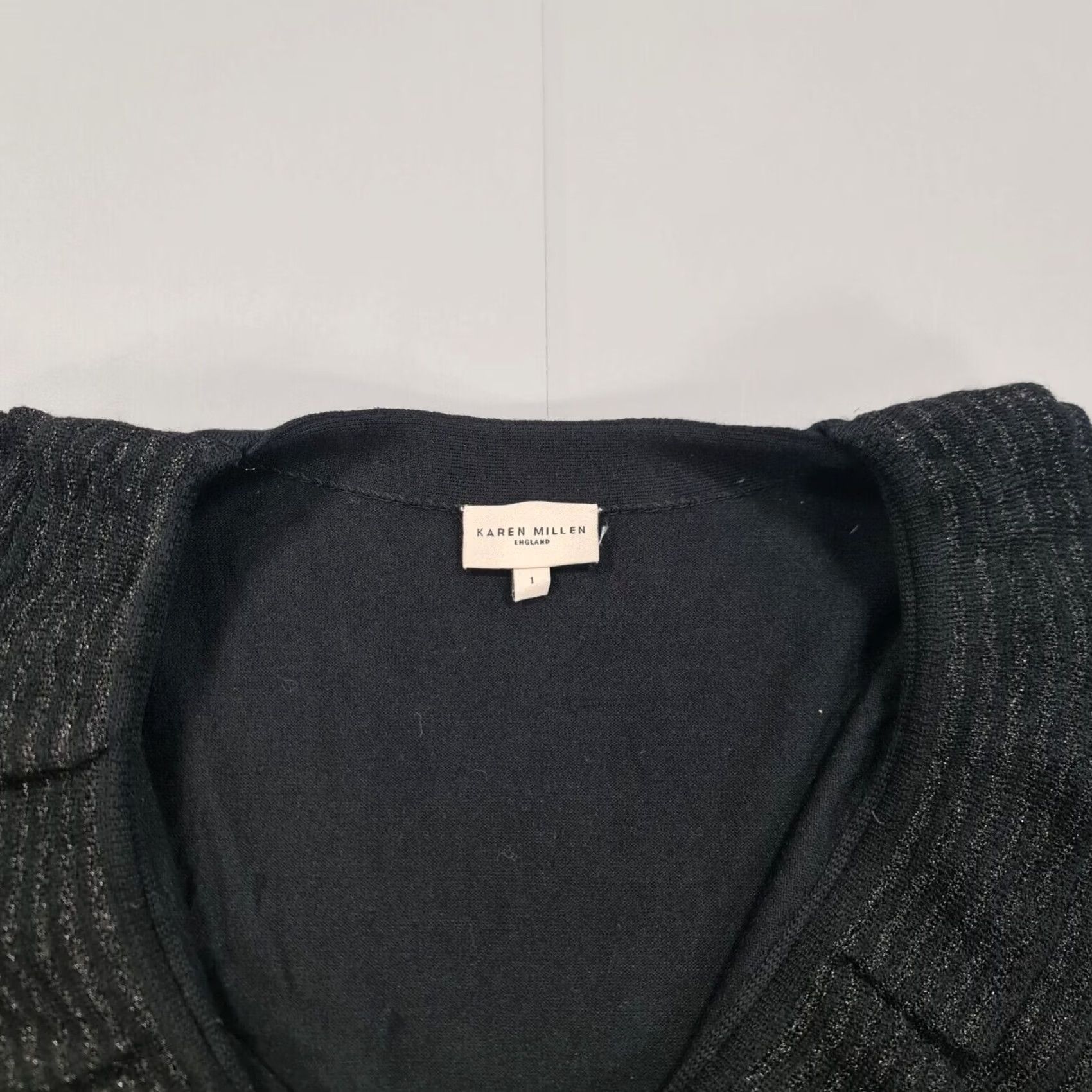 Karen Millen Karen Millen Womens Dress Black Small Knee Length Wool Blend Ruffle Knitted V-Neck Short Sleeve Pullover Casual Designer Stretch Size S / US 4 / IT 40 - 2 Thumbnail