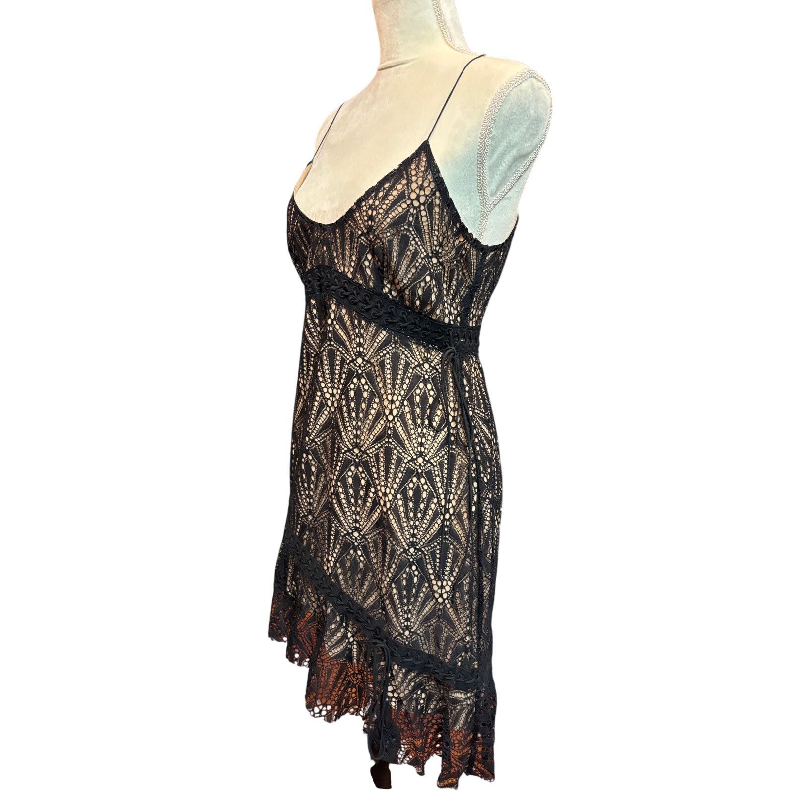 For Love & Lemons For Love and Lemons Black Lace Mini Dress Size L Size L / US 10 / IT 46 - 3 Thumbnail