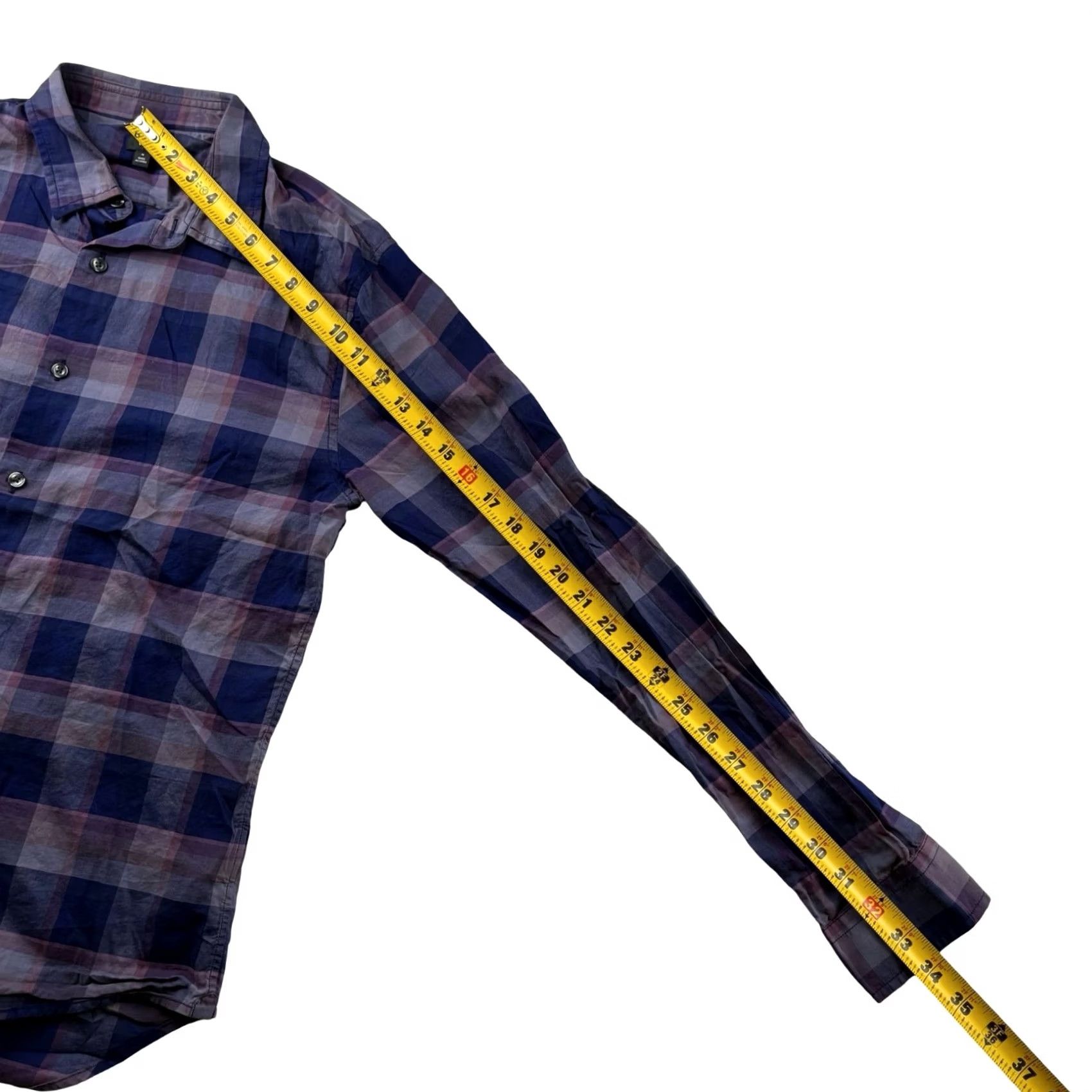 Vince Vince Men’s Shirt Plaid Button-Down 100% Cotton Purple Medium Size US M / EU 48-50 / 2 - 7 Thumbnail