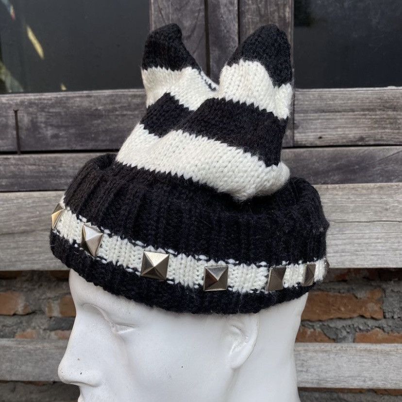 Japanese Brand × Vintage 2000s y2k devil horn studded beanie hat Size ONE SIZE - 3 Thumbnail