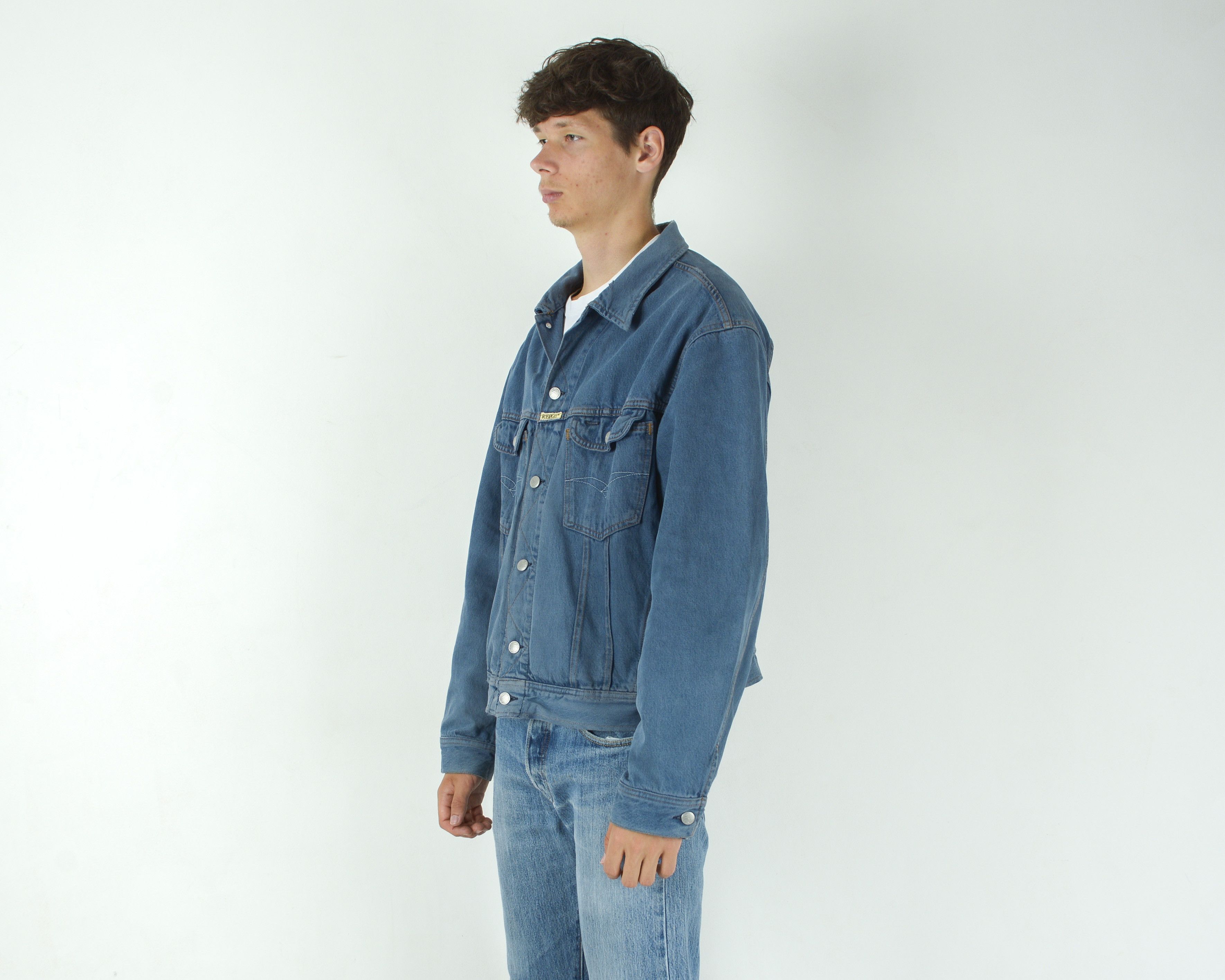 Replay Mens 2XL Denim Jacket Made in Italy Coat Trucker Jean Cowboy Size US XXL / EU 58 / 5 - 4 Thumbnail