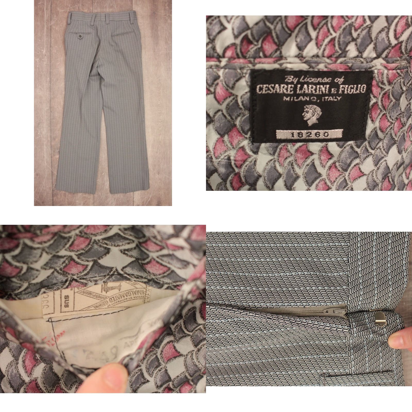 Vintage VINTAGE Men's VTG 70s Blue Pinstripe 2 PC Leisure Suit Sz M 1970s Disco Shirt Jacket Pants Mens Size 40R - 8 Thumbnail
