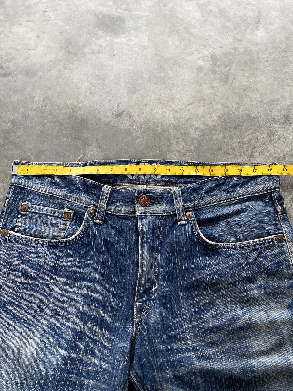 If Six Was Nine Vtg Edwin Jpn Flared Denim Crazy Fade Distressed 🇯🇵 Size US 37 - 4 Thumbnail