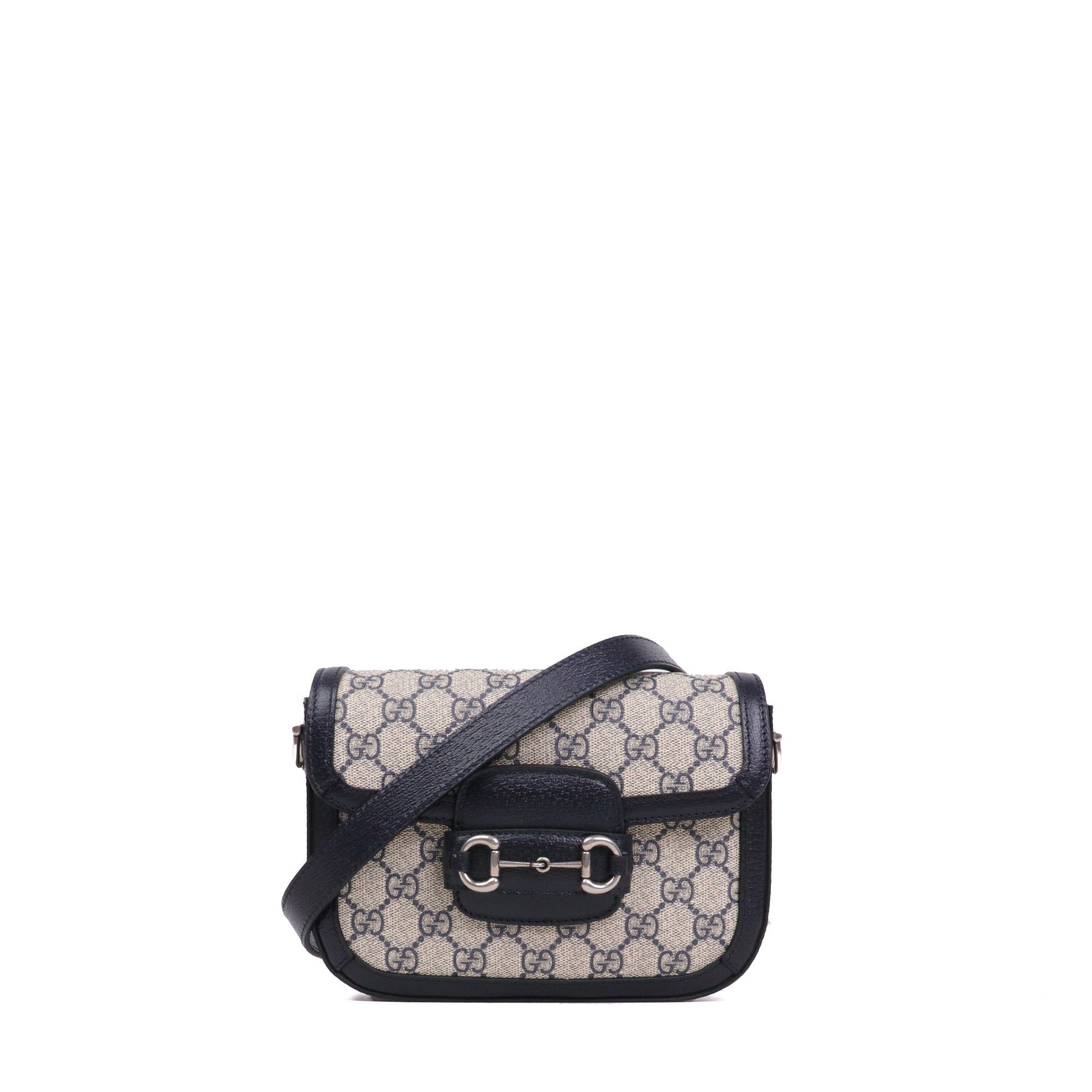 Gucci GUCCI - Gucci Horsebit 1955 shoulder bag in blue GG supreme monogram canvas Size ONE SIZE - 1 Thumbnail