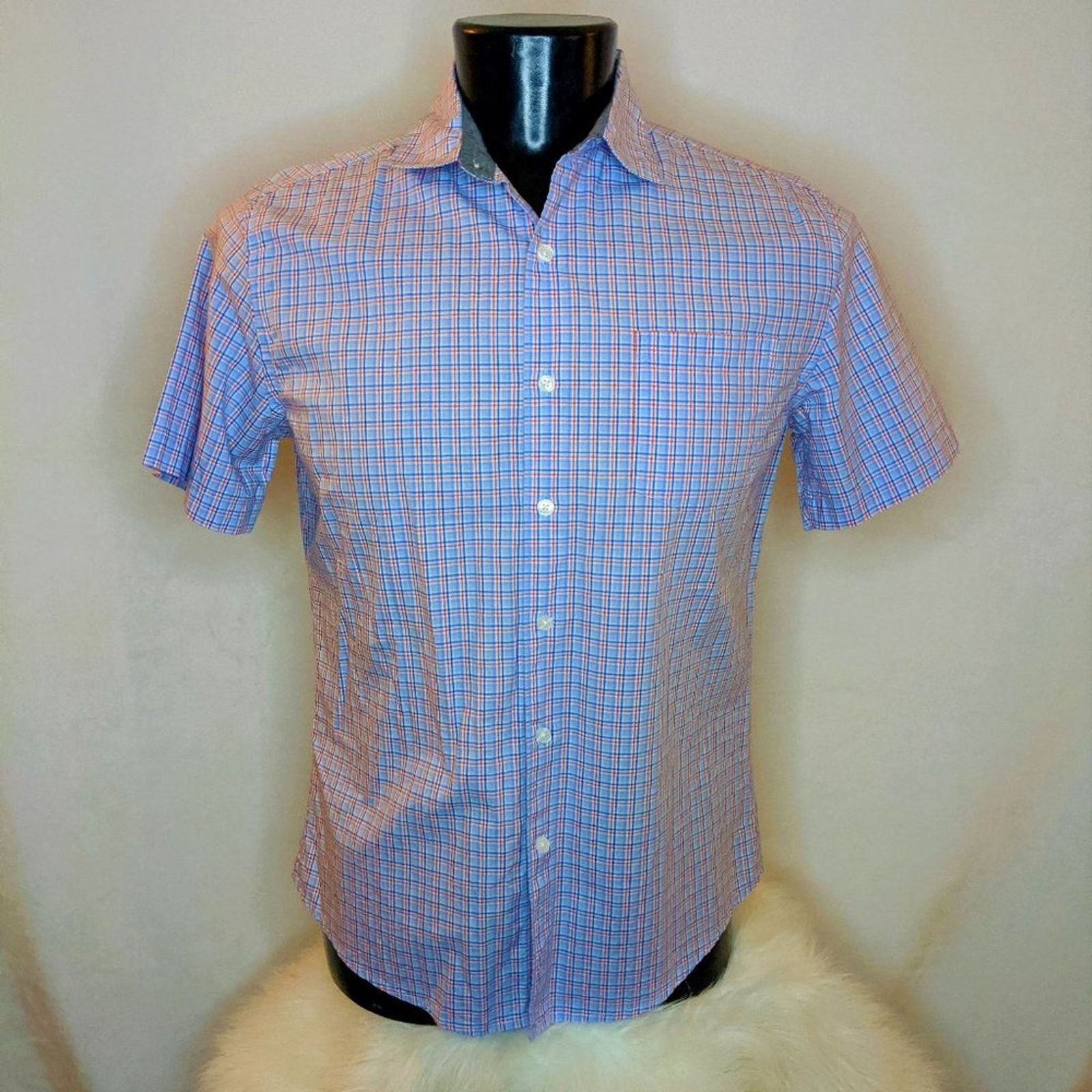 Liz Claiborne Claiborne Men's Slim Fit Plaid Button Up Shirt Blue Medium Size US M / EU 48-50 / 2 - 1 Thumbnail