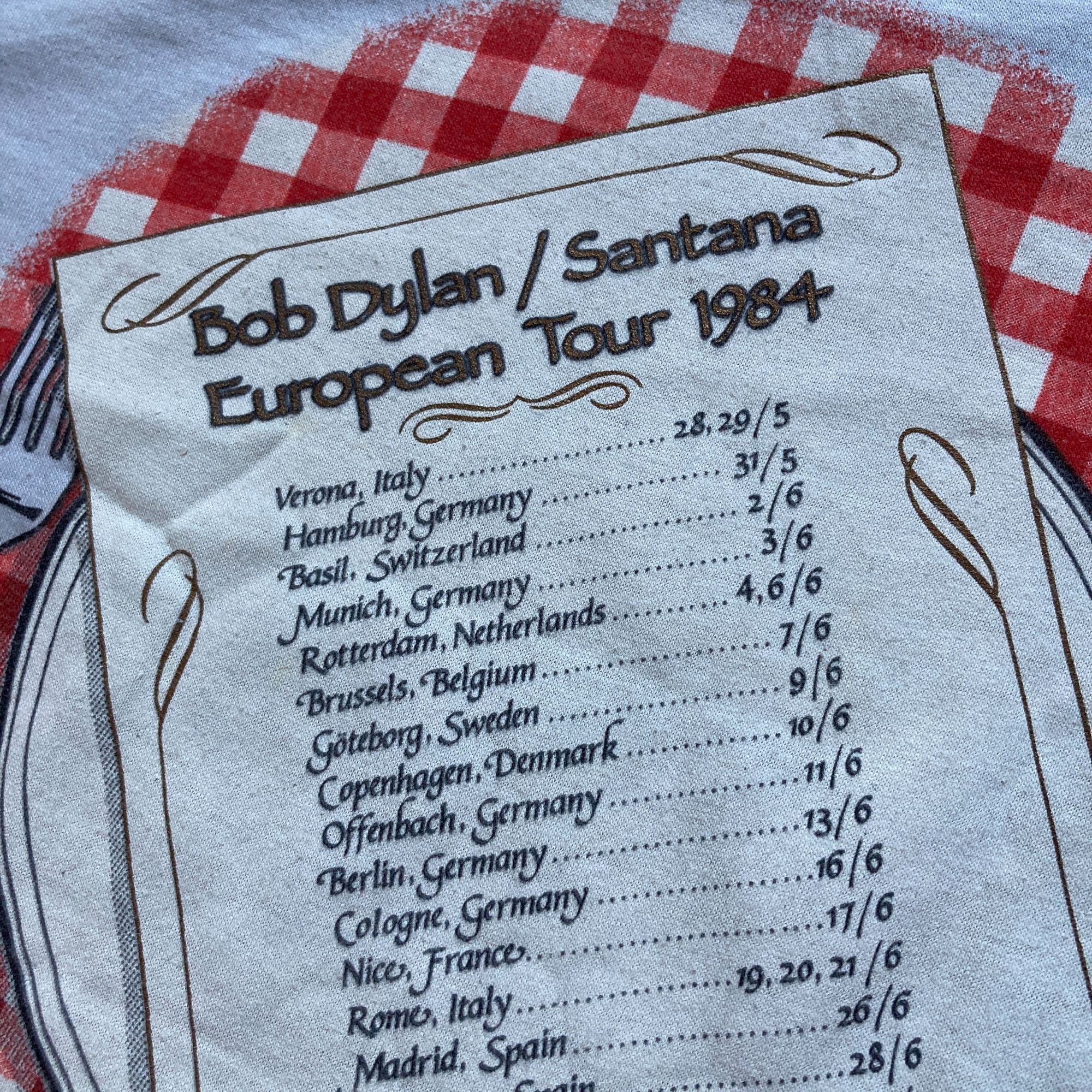 Other Vintage 1984 Bob Dylan / Santana European Tour T-Shirt Winte Size US M / EU 48-50 / 2 - 5 Thumbnail