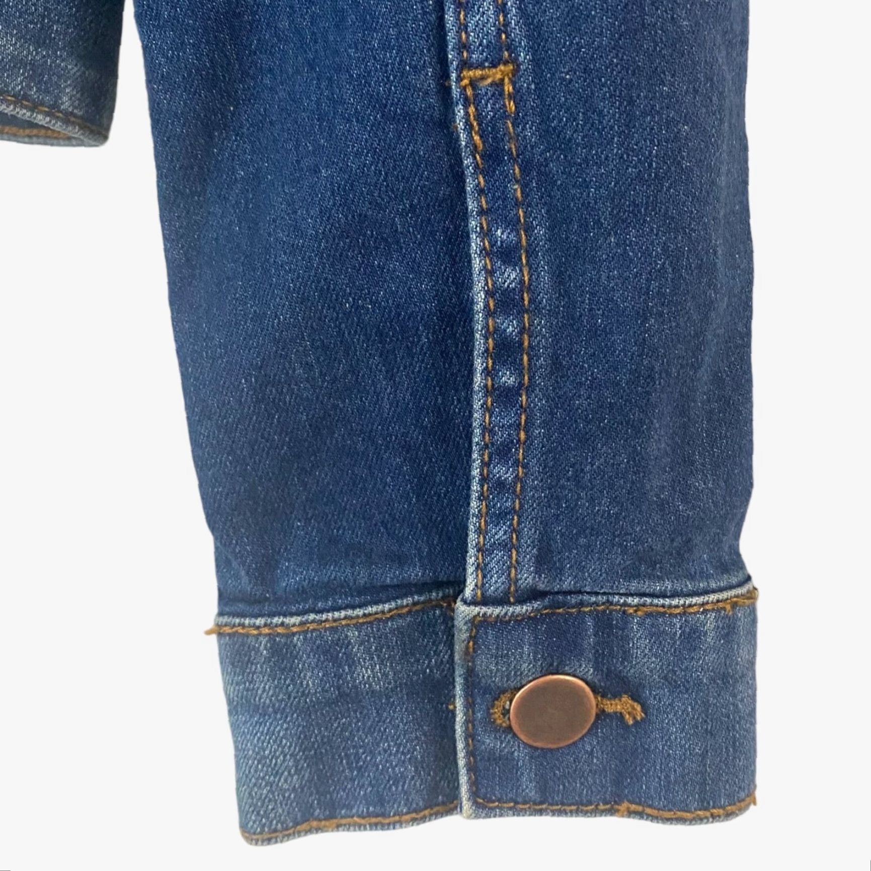 Vintage KUT from the Kloth Ashley Jean Jacket Women's Medium Blue Denim Long Sleeve Collared Button Pockets Size 32" / US 10 / IT 46 - 7 Thumbnail