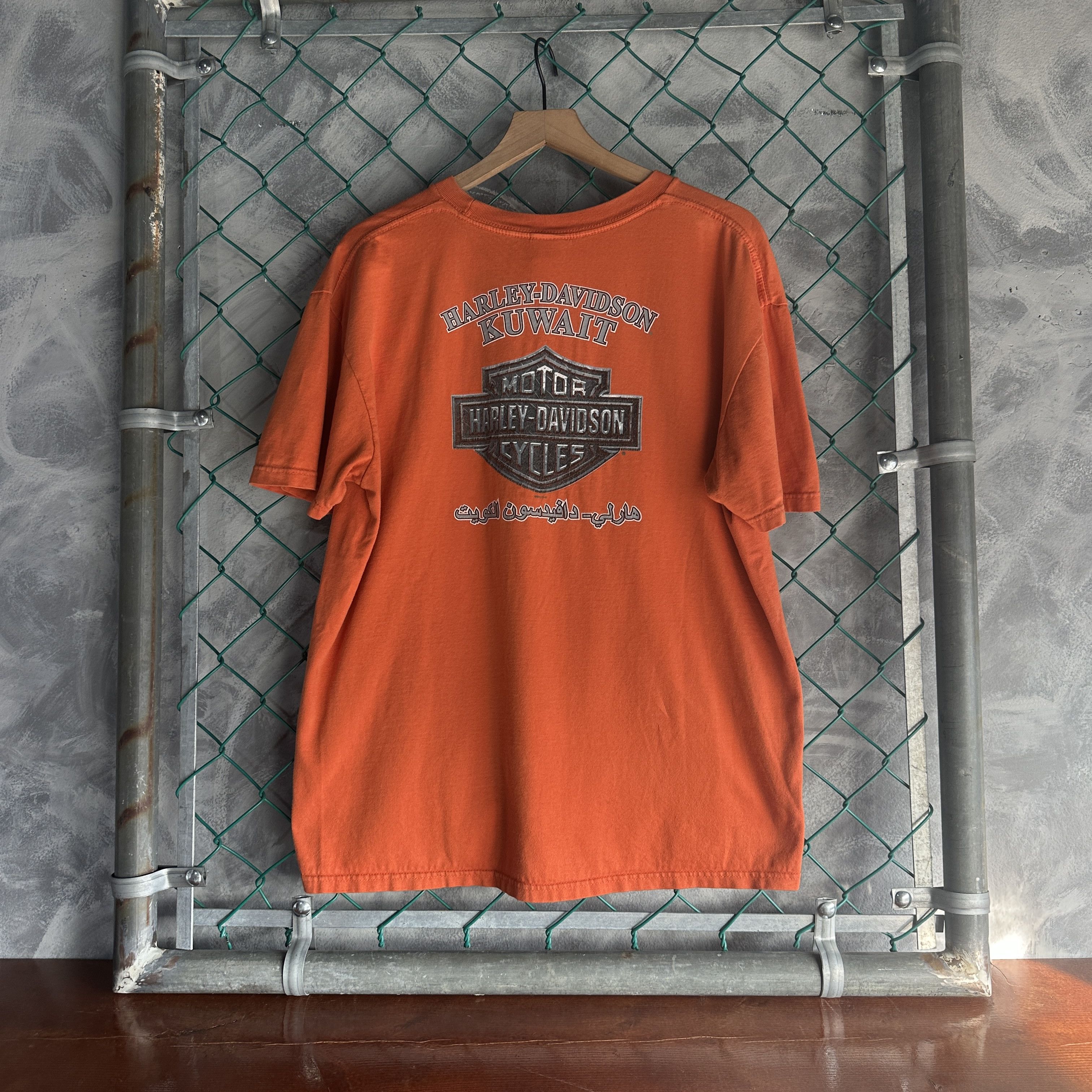 Harley Davidson Vintage Harley Davidson T Shirt Orange American Eagle Kuwait Size US XL / EU 56 / 4 - 7 Thumbnail