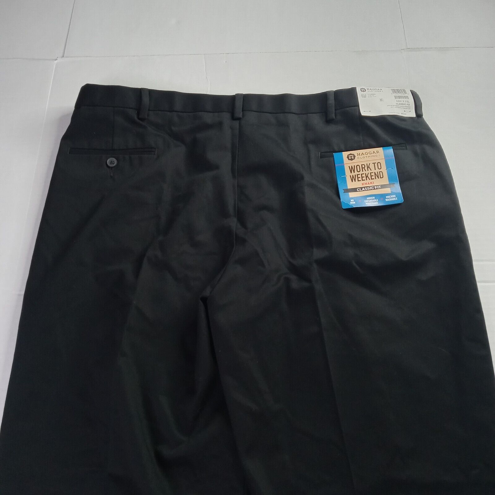 Haggar Haggar Khakis Men's 44x32 Black Classic Fit Expandable Waist Size US 44 / EU 60 - 7 Thumbnail