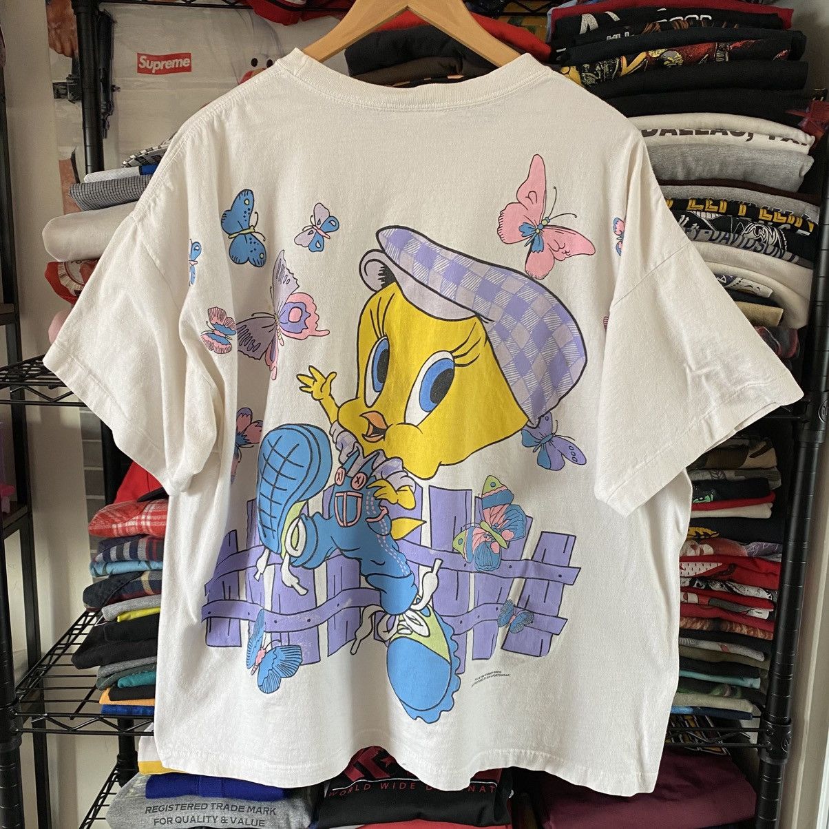 Warner Bros Vintage Looney Tunes T-Shirt Tweety Bird All Over Print 90s Size US XXL / EU 58 / 5 - 6 Thumbnail