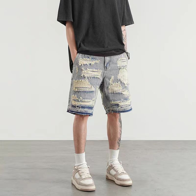 Japanese Brand × Jean Ripped street hip hop skateboard washed denim shorts Size US 32 / EU 48 - 1 Thumbnail