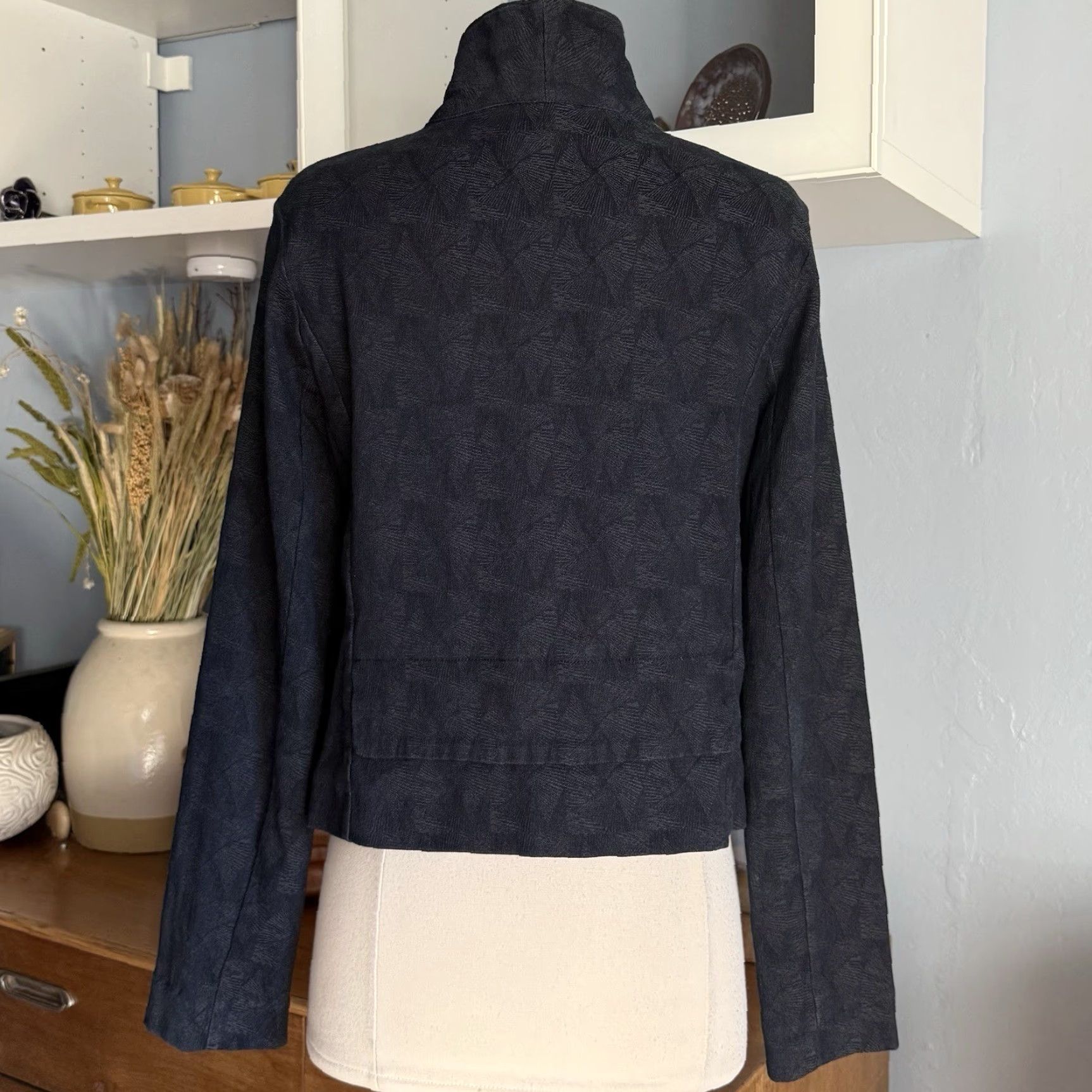 Vintage Lilith Textured Jacket Navy Blue Minimalist Lagenlook M/L 42 Wool Blend Mens Womens Girls Boys Size M / US 6-8 / IT 42-44 - 6 Thumbnail