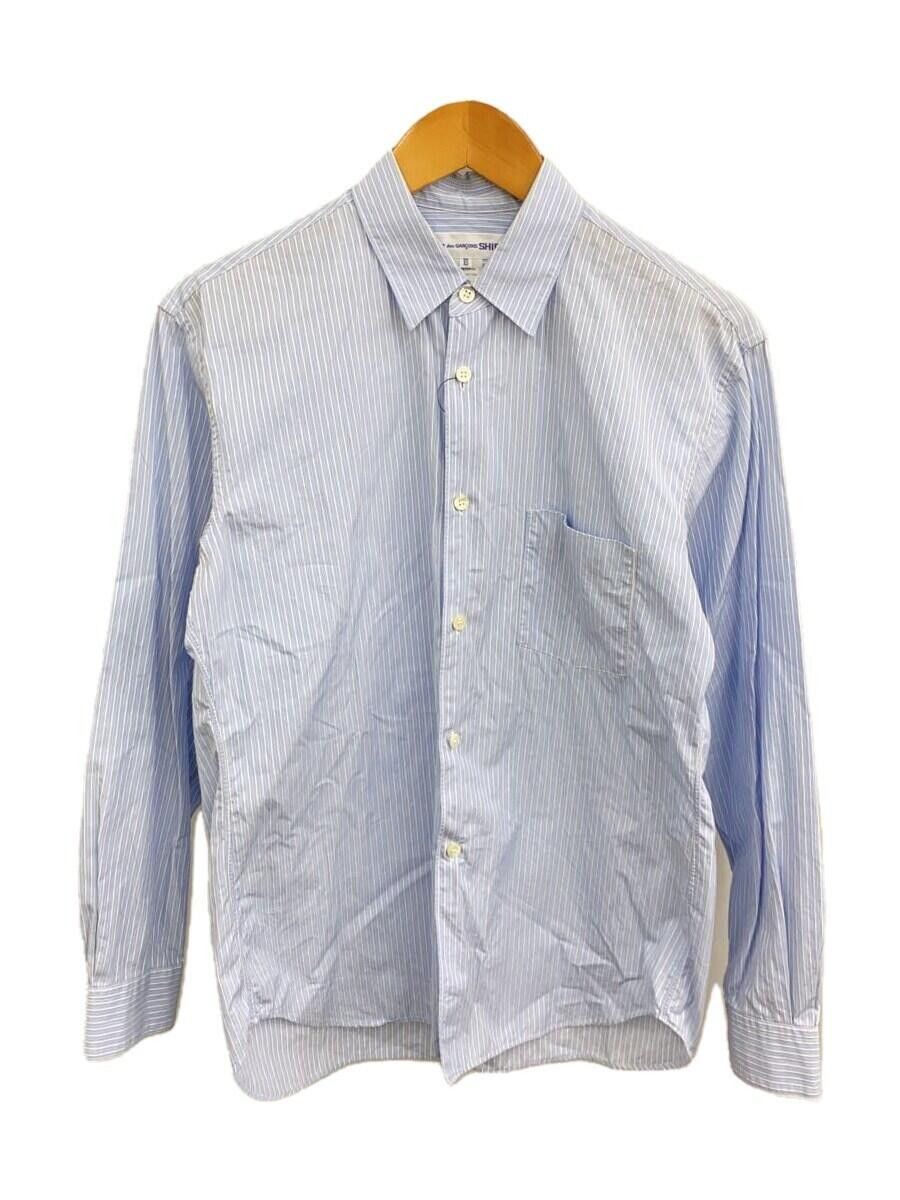 Shirt Cotton Striped Pattern Long Sleeve Blue