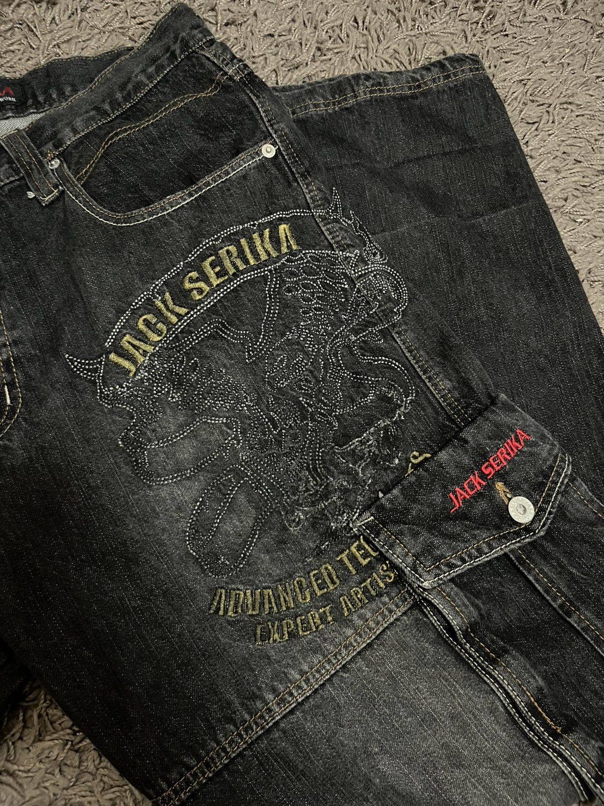Japanese Brand 1990s JACK SERIKA craft artist baggy jeans #B2 Size US 32 / EU 48 - 7 Thumbnail