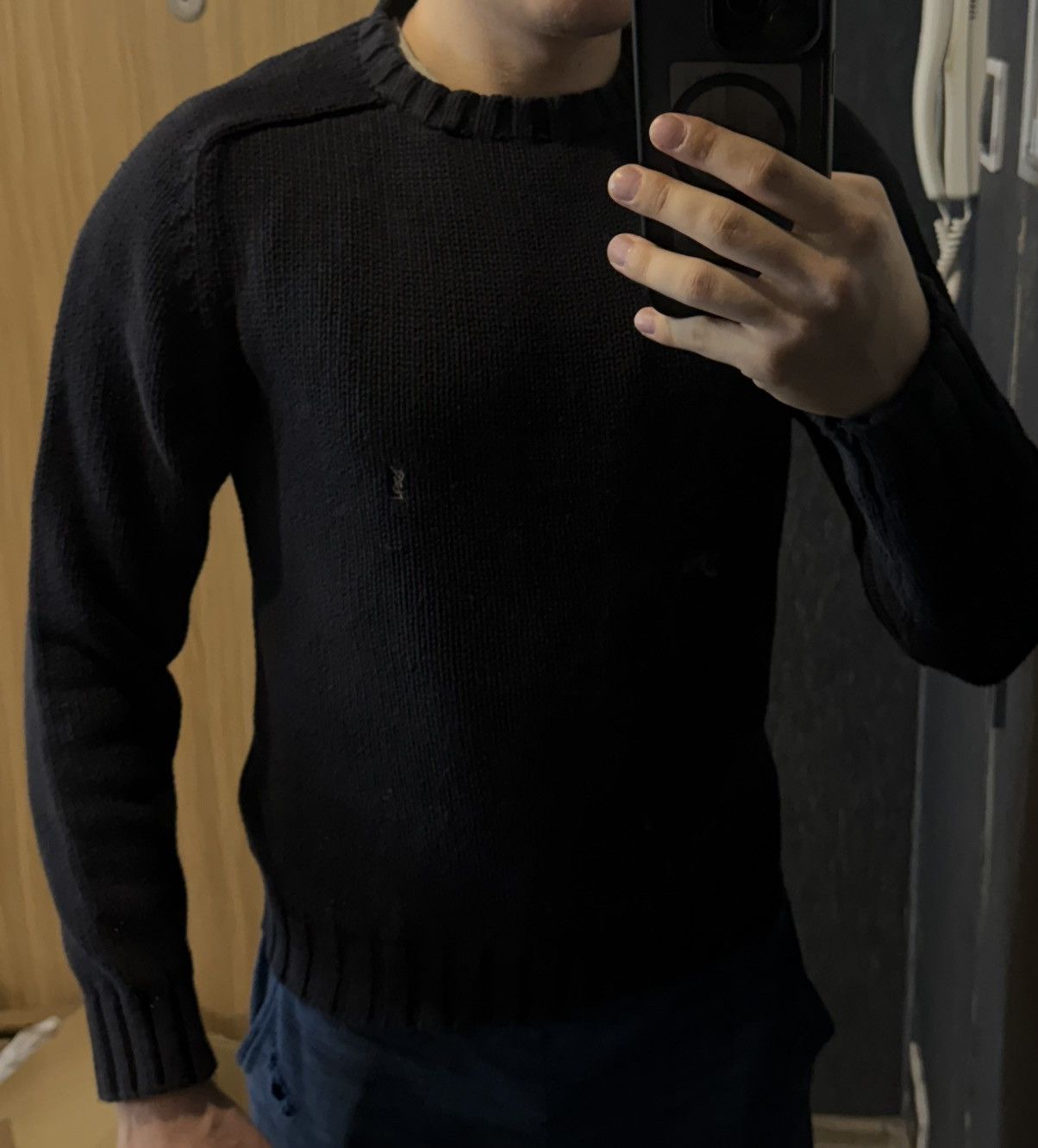 Yves Saint Laurent Heavy YSL Sweater Knit Thick Grey/black Paris Sweatshirt Size US S / EU 44-46 / 1 - 21 Thumbnail