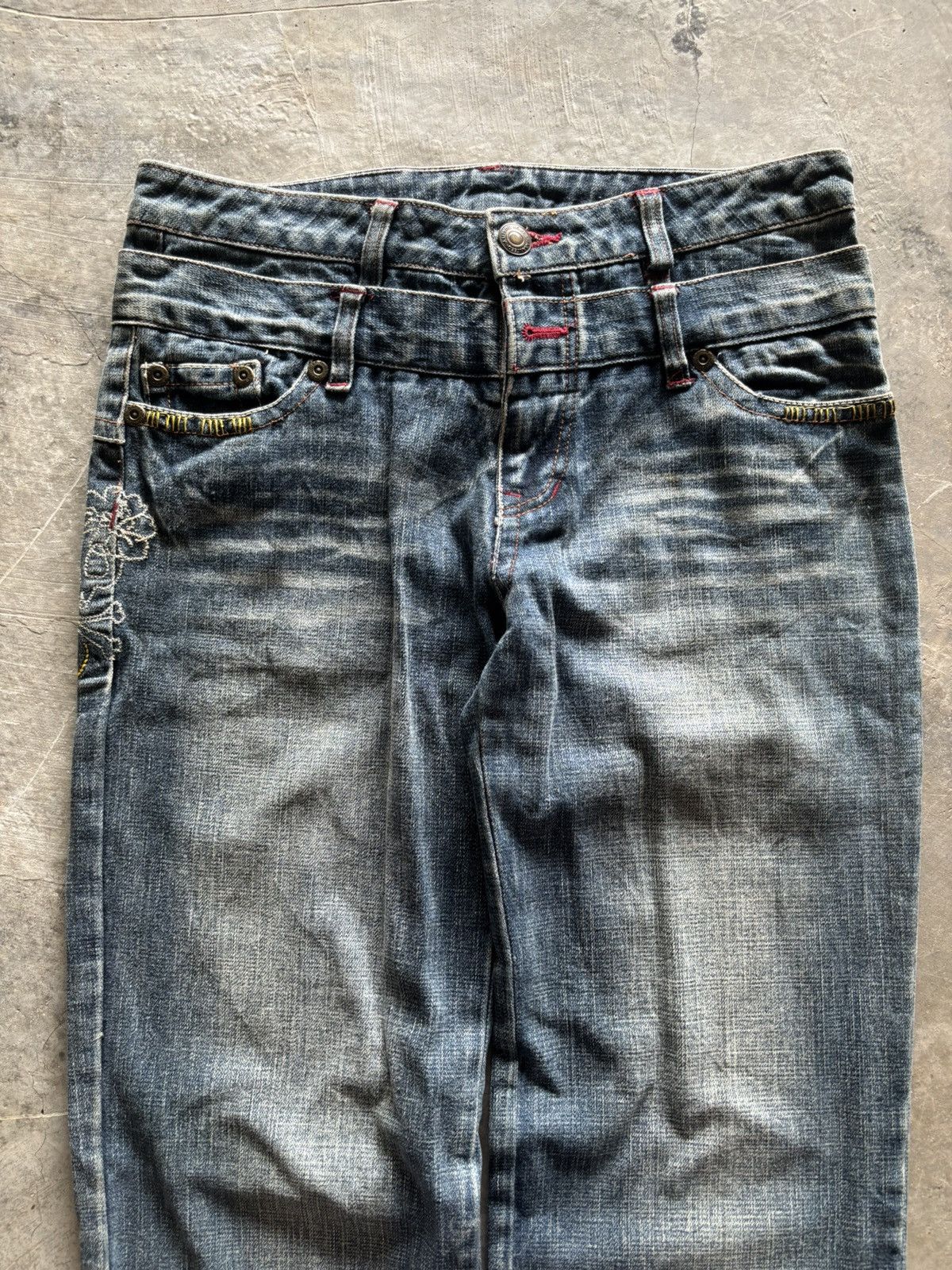 If Six Was Nine CRAZY DOUBLE WAIST JAPANESE DENIM WITH SIDE SKULL EMBROIDERY Size US 32 / EU 48 - 2 Thumbnail