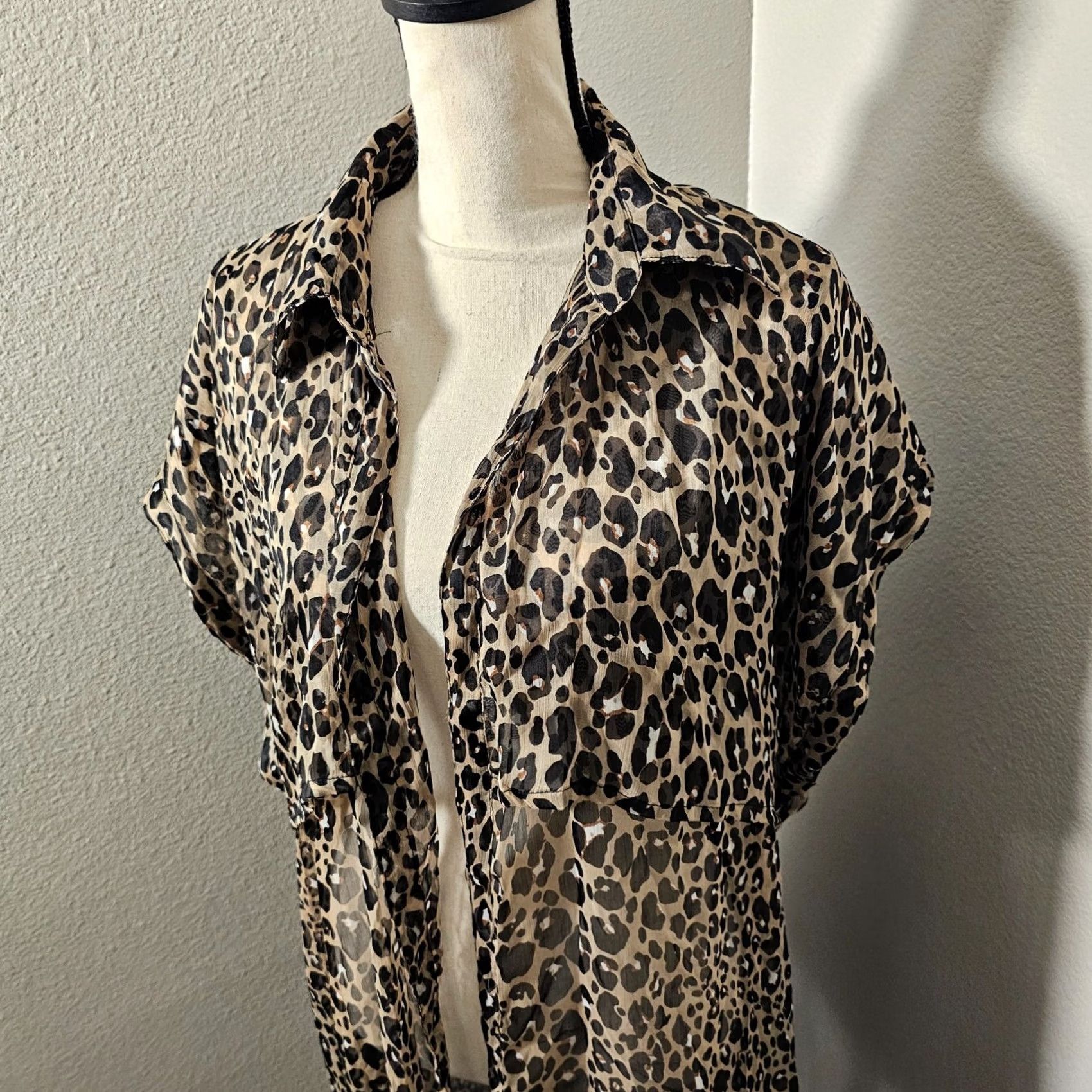 Steve Madden Steve Madden Cardigan Sweater Wool Knit Leopard Cheetah Women’s OSFM Kimono Sleeve Open Neck Multicolor Size ONE SIZE - 3 Thumbnail