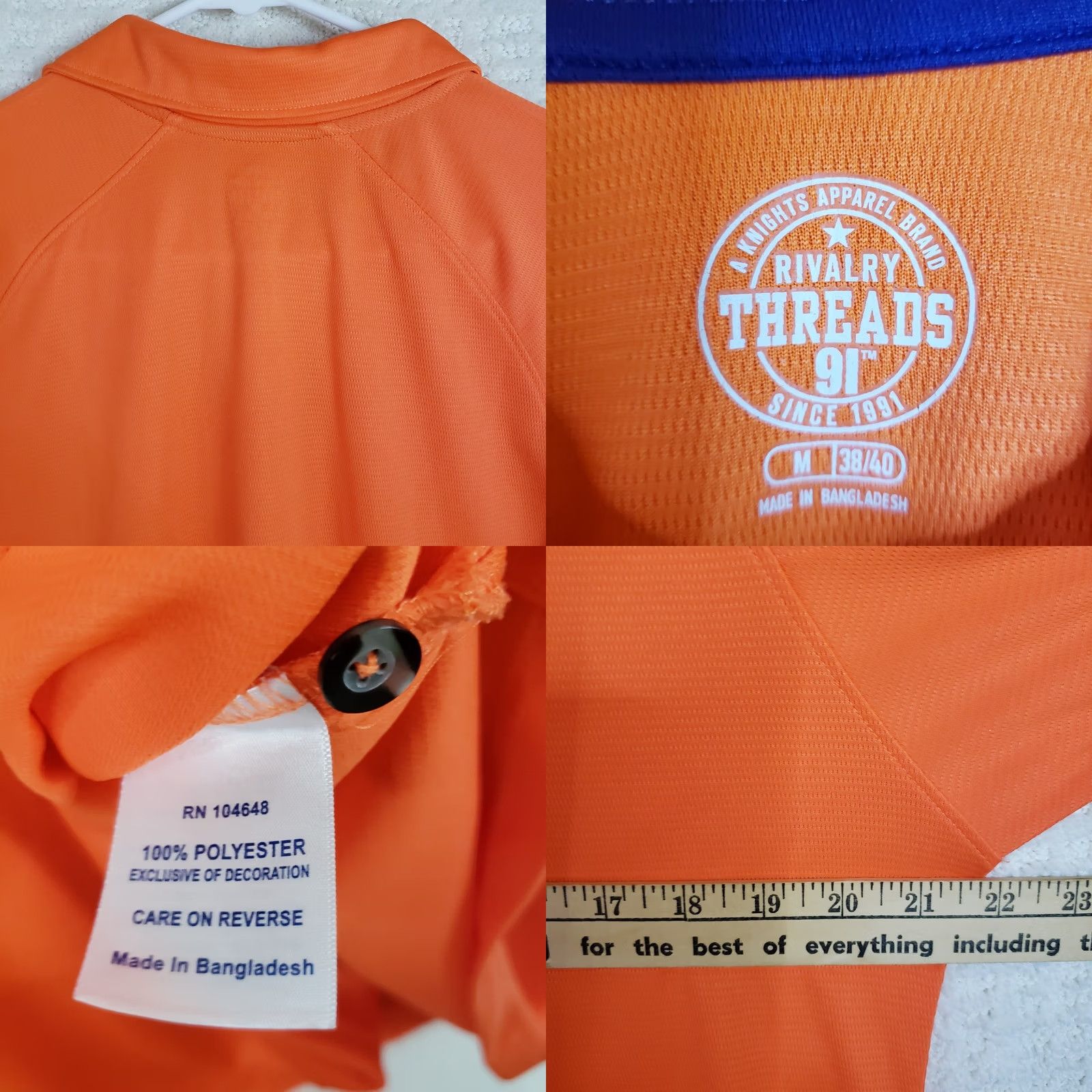 Vintage Rivalry Threads Mens M Orange Clemson Tigers Men Polo Embroidered Tiger Paw Size US M / EU 48-50 / 2 - 8 Thumbnail