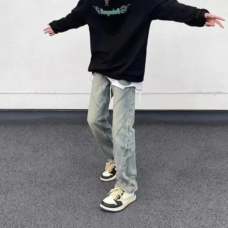Japanese Brand Retro washed distressed patchwork jeans Size US 30 / EU 46 - 4 Thumbnail