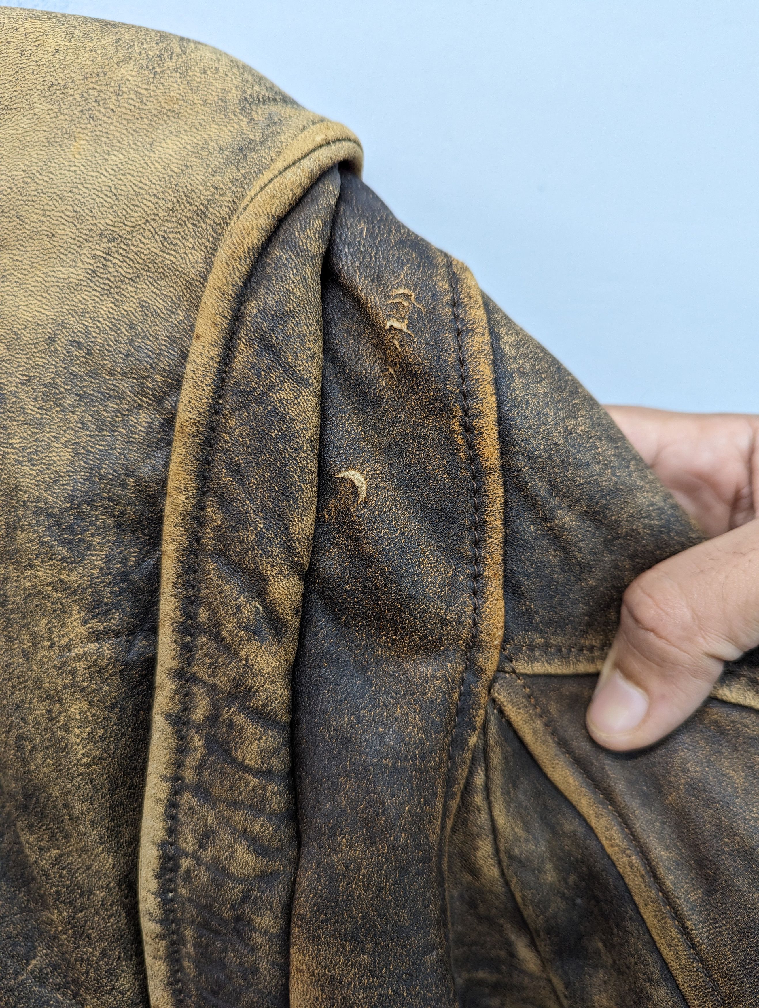Vintage 🔥Vintage Unbrand Patina Distressed Leather Jacket Size US M / EU 48-50 / 2 - 18 Thumbnail