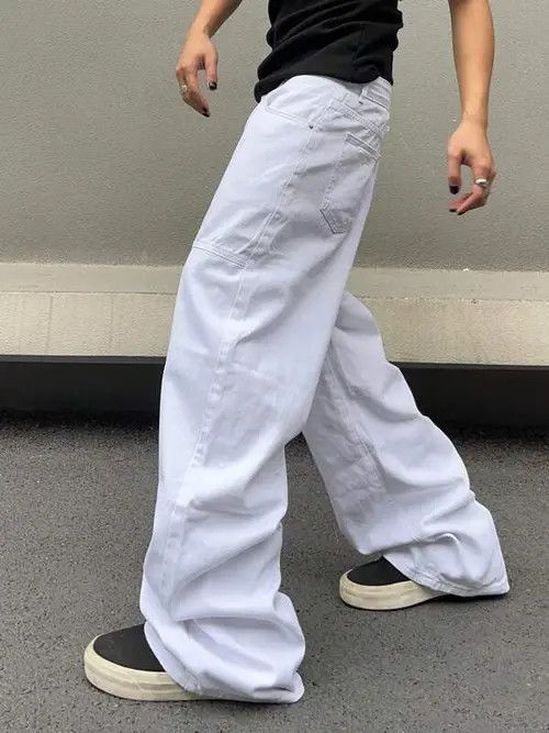 Casua Fit Wide Leg White Jeans