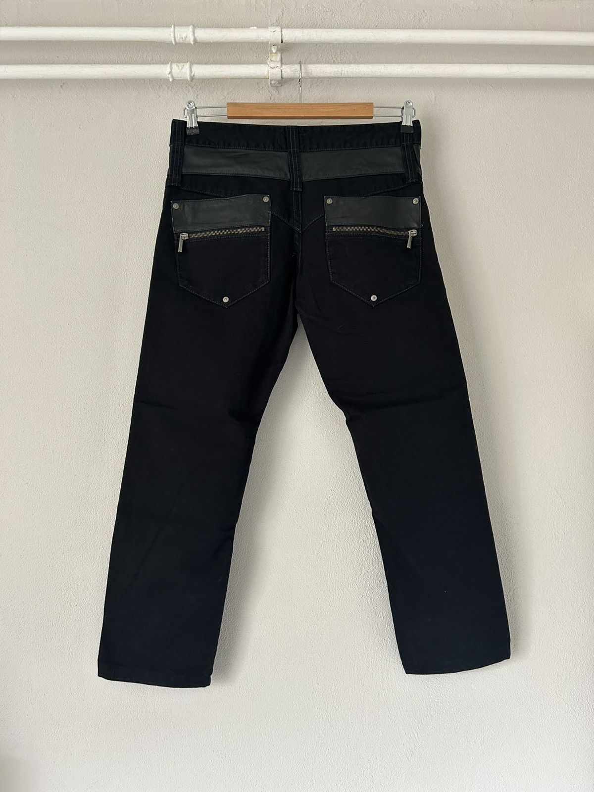 Jean Paul Gaultier Black Belted Jeans with Leather Details Size US 31 - 4 Thumbnail