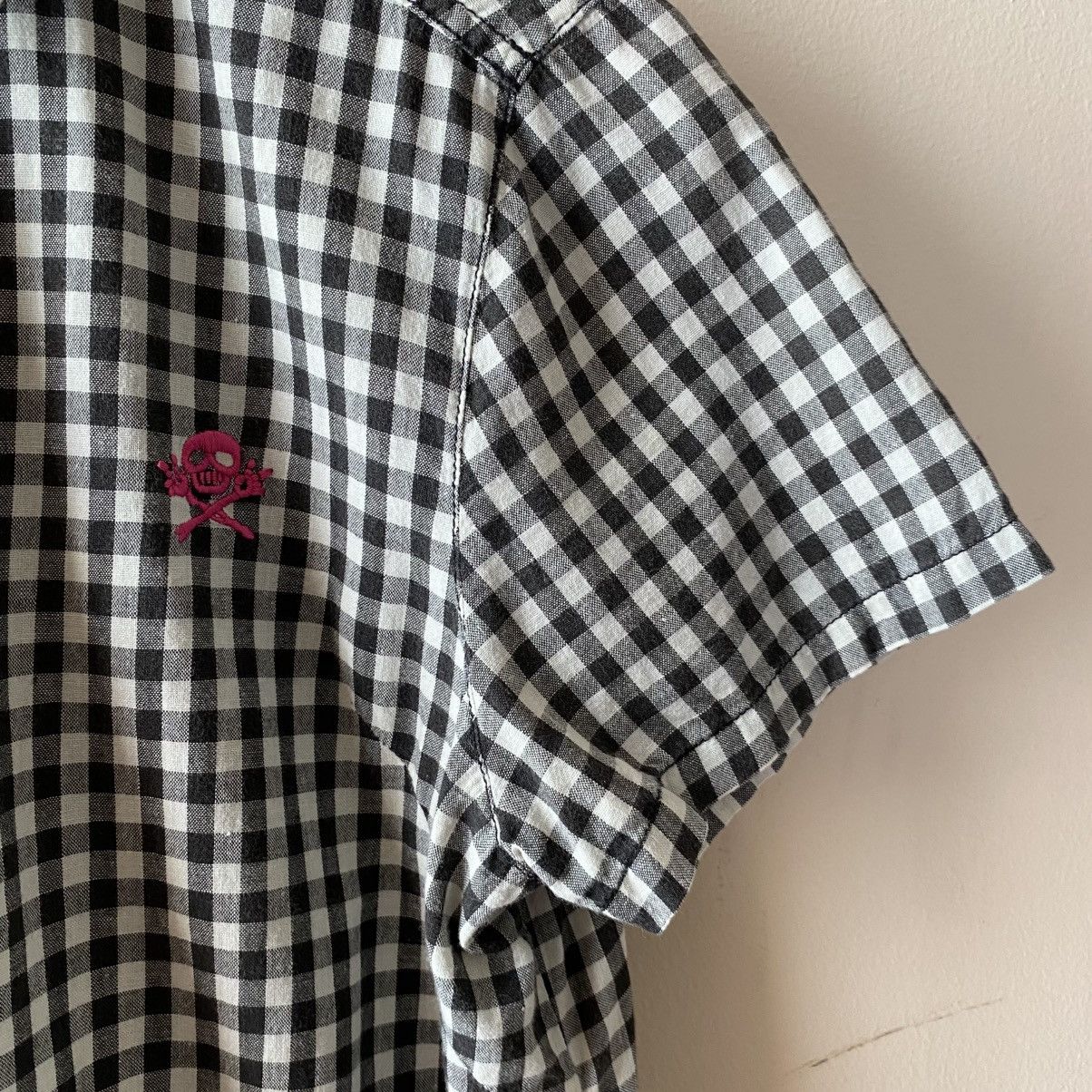 Japanese Brand ALGONQUINS Y2K Punk Black White Gingham Short Sleeve Shirt Size S / US 4 / IT 40 - 13 Thumbnail