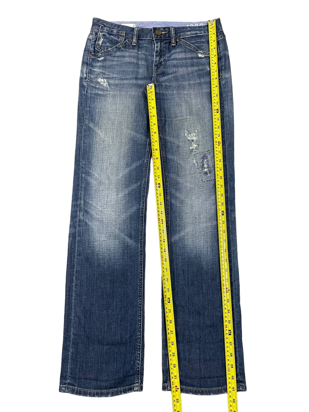 Balenciaga × Gap × Kanye West Vintage Y2K Gap 1960 Easy Straight BlueWash Distressed Jeans Size 31" - 17 Thumbnail