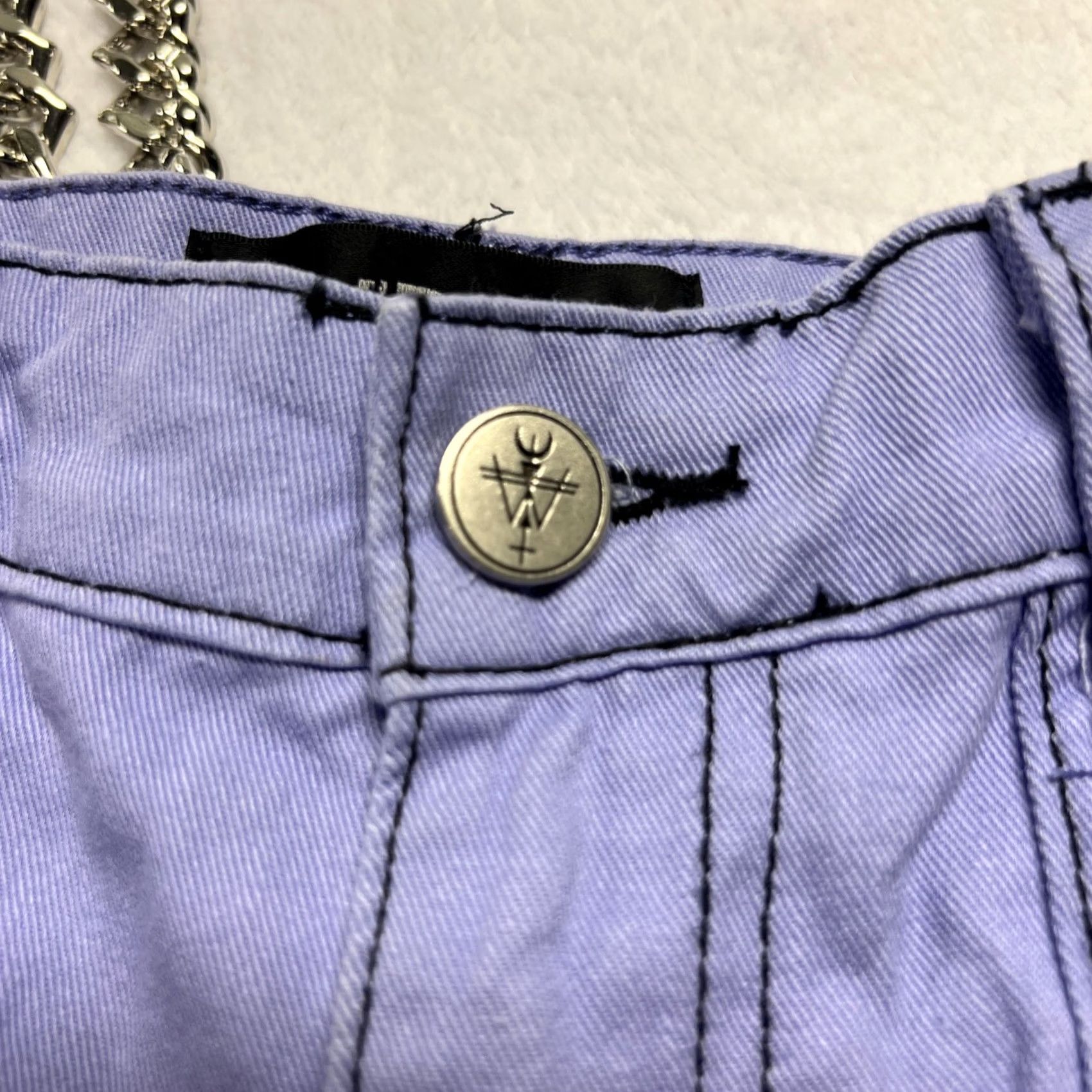 Vintage VINTAGE Widow Lavender Studded Wide Leg Pants Goth Y2K Rave Chain Size XS Size 26" / US 2 / IT 38 - 6 Thumbnail