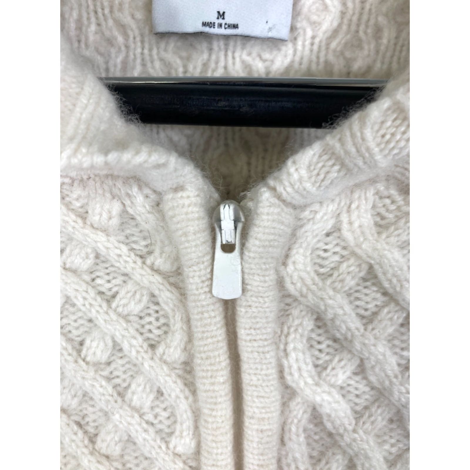 Vintage Sunday Best Crop Sweater Womens M Ivory Wool Blend Full Zip Raglan Sleeve Knit Long Sleeve Knit Size M / US 6-8 / IT 42-44 - 5 Thumbnail